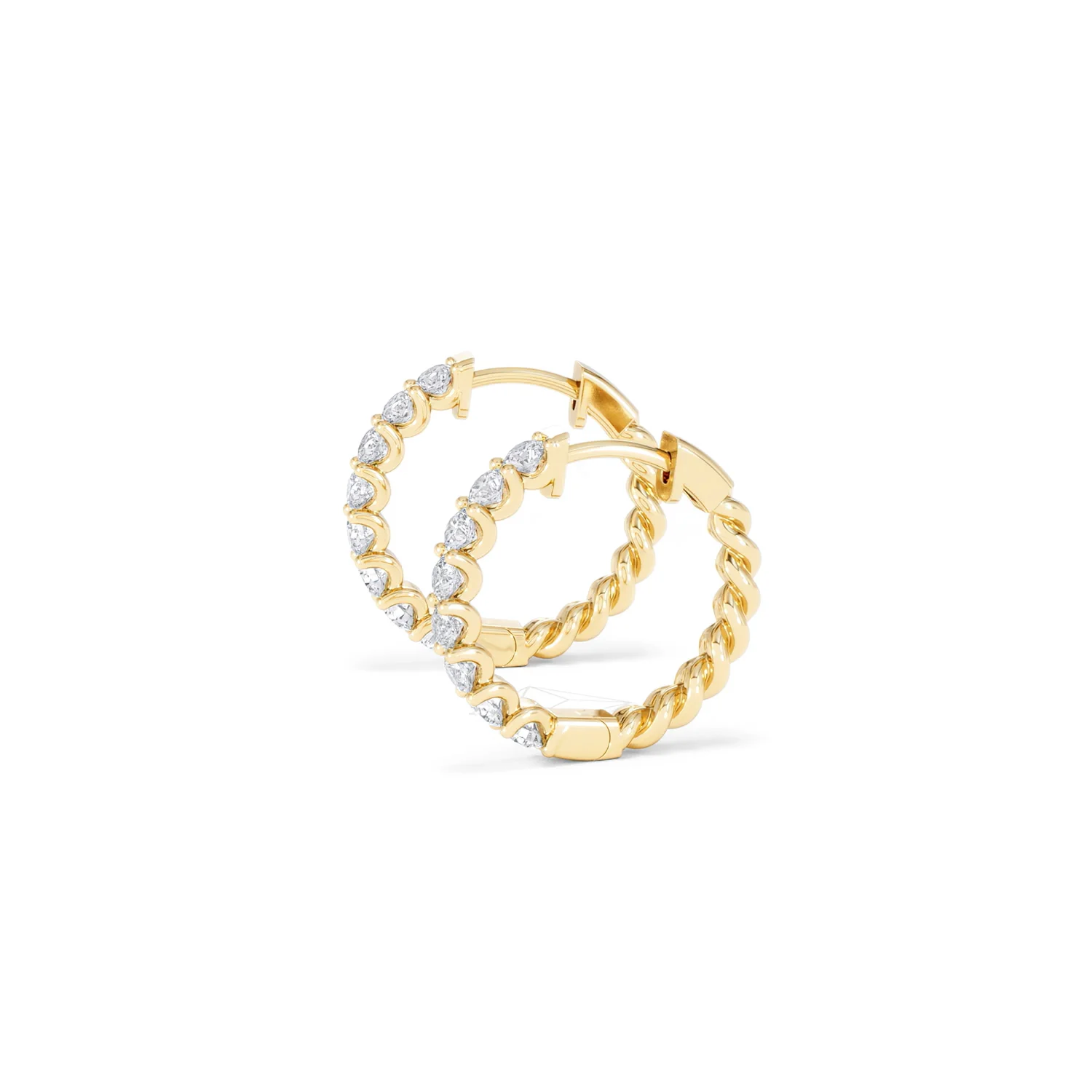 Braided 1.00ct Round Cut Lab Diamond Hoop Earrings in 9K Yellow Gold - Image 72