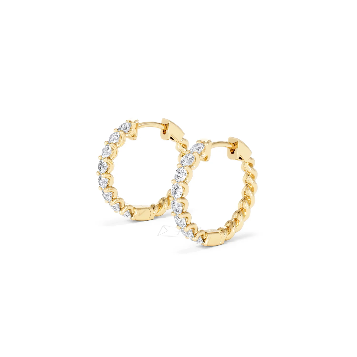 Braided 1.00ct Round Cut Lab Diamond Hoop Earrings in 9K Yellow Gold - Image 77