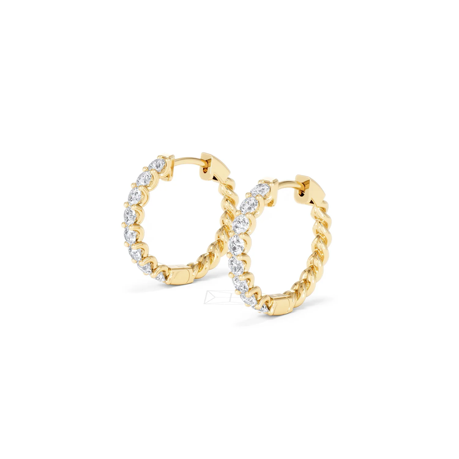 Braided 1.00ct Round Cut Lab Diamond Hoop Earrings in 9K Yellow Gold - Image 78