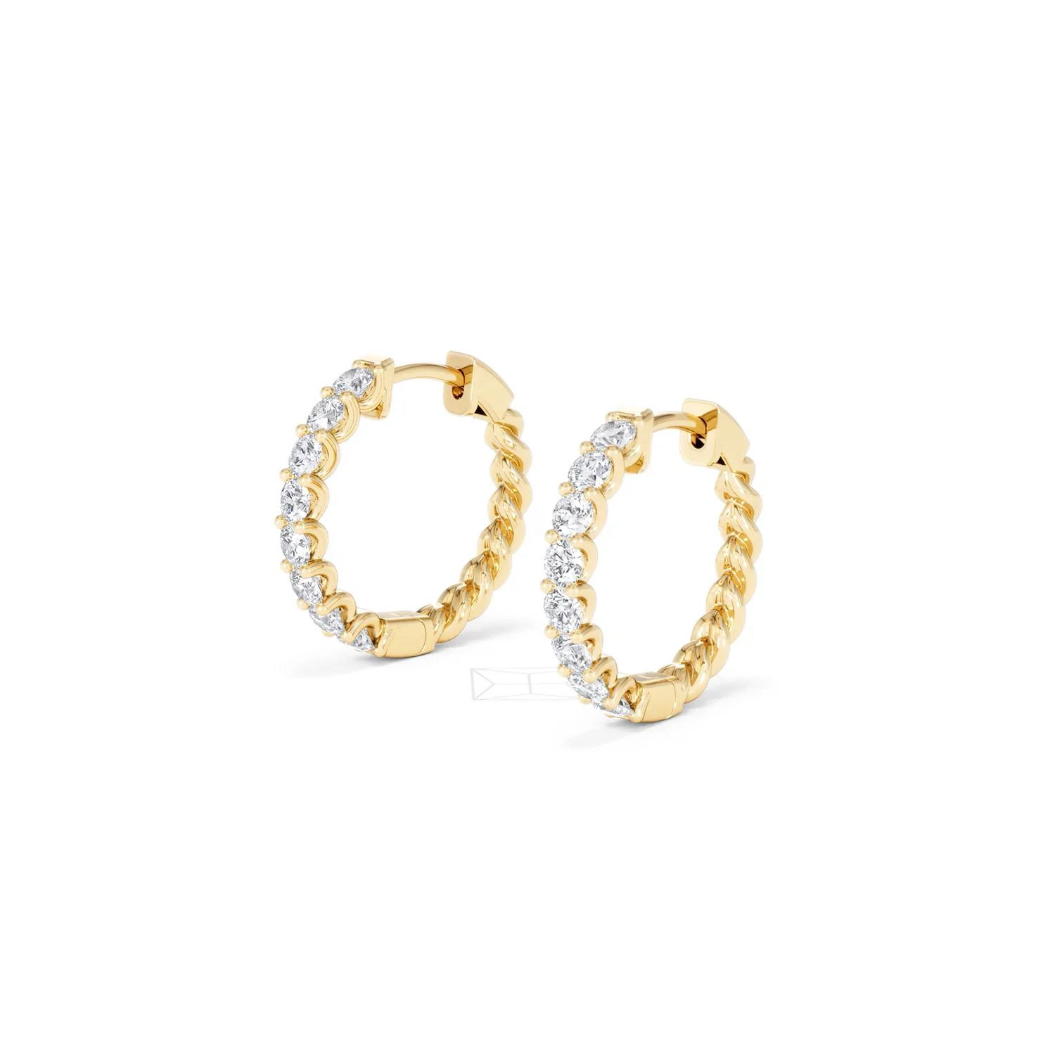 Braided 1.00ct Round Cut Lab Diamond Hoop Earrings in 9K Yellow Gold - Image 79