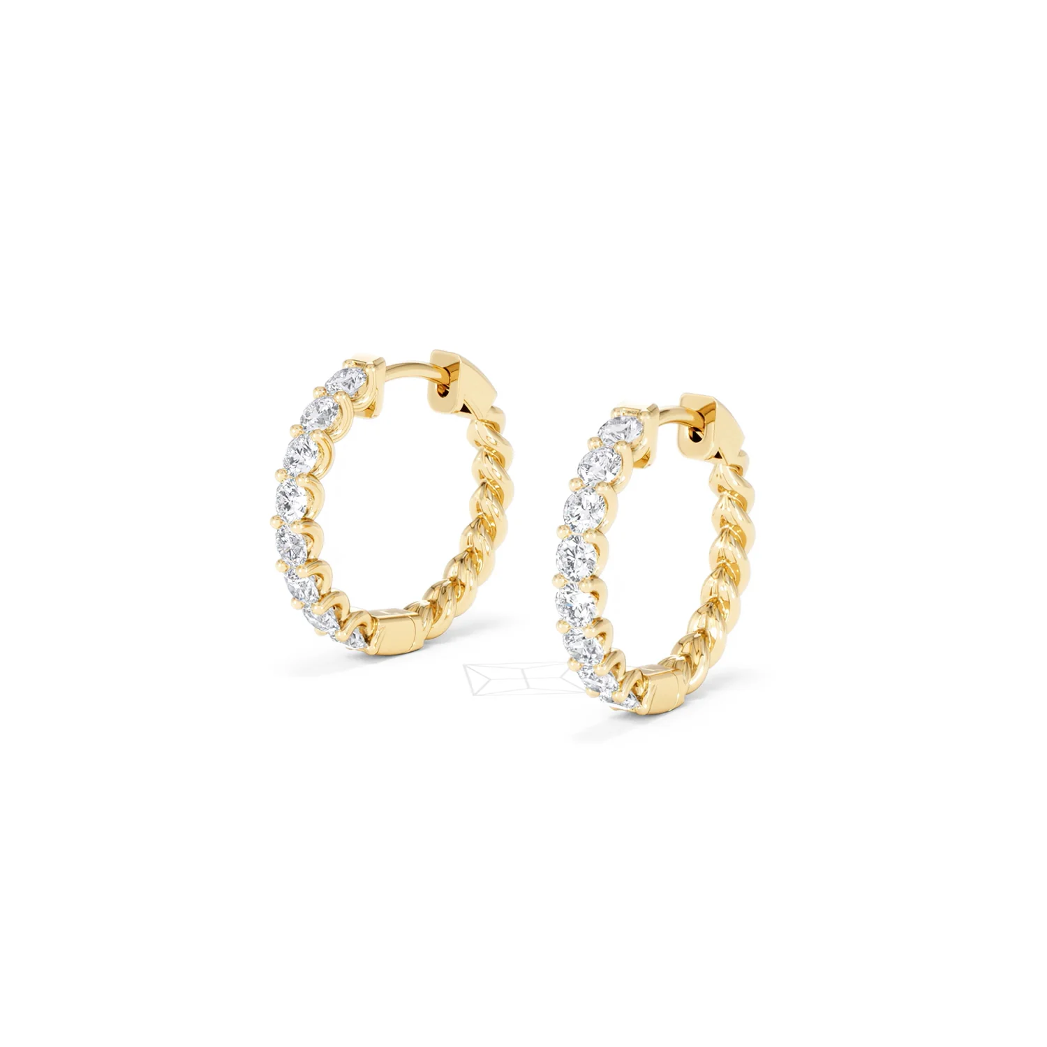 Braided 1.00ct Round Cut Lab Diamond Hoop Earrings in 9K Yellow Gold - Image 80