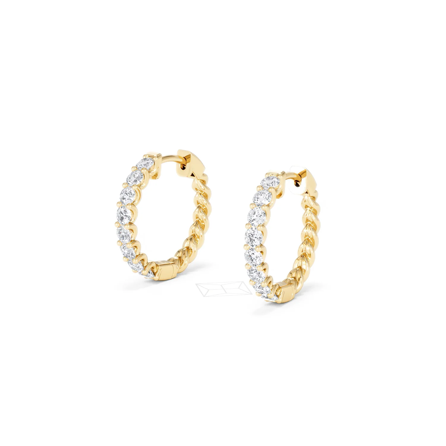 Braided 1.00ct Round Cut Lab Diamond Hoop Earrings in 9K Yellow Gold - Image 81
