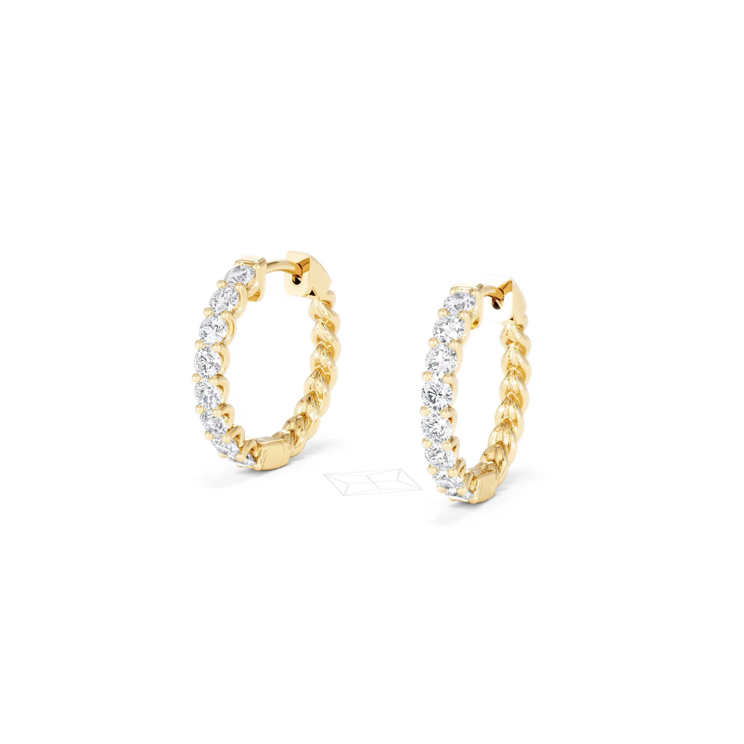 Braided 1.00ct Round Cut Lab Diamond Hoop Earrings in 9K Yellow Gold - Image 82