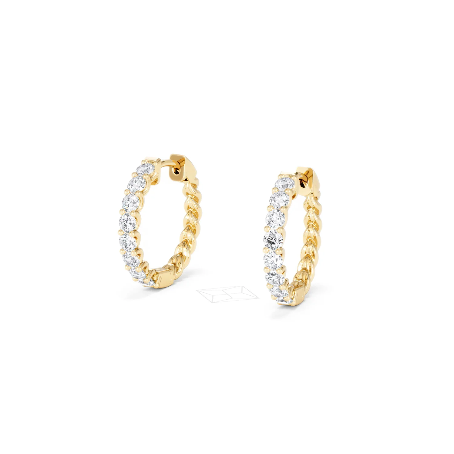 Braided 1.00ct Round Cut Lab Diamond Hoop Earrings in 9K Yellow Gold - Image 83