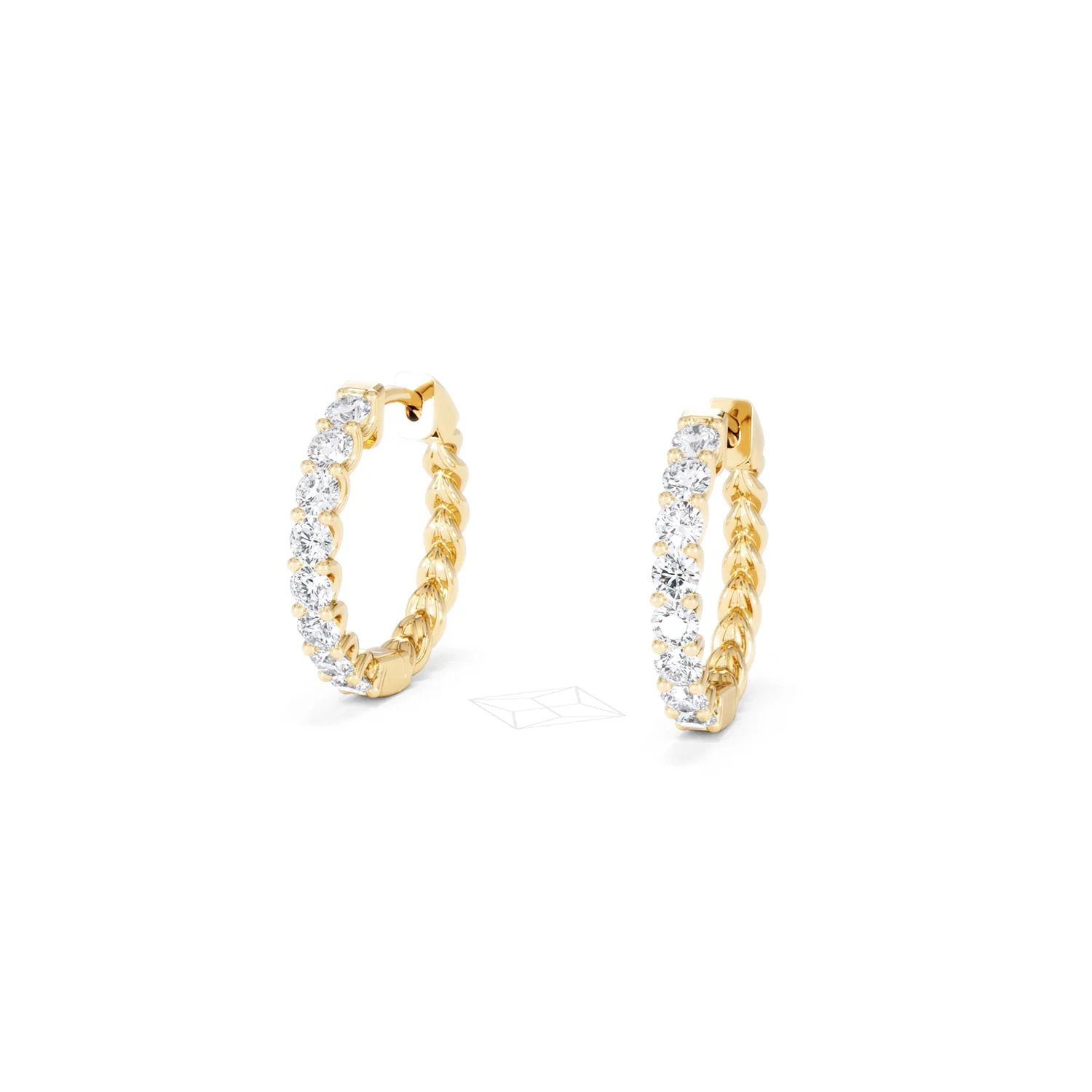 Braided 1.00ct Round Cut Lab Diamond Hoop Earrings in 9K Yellow Gold - Image 84
