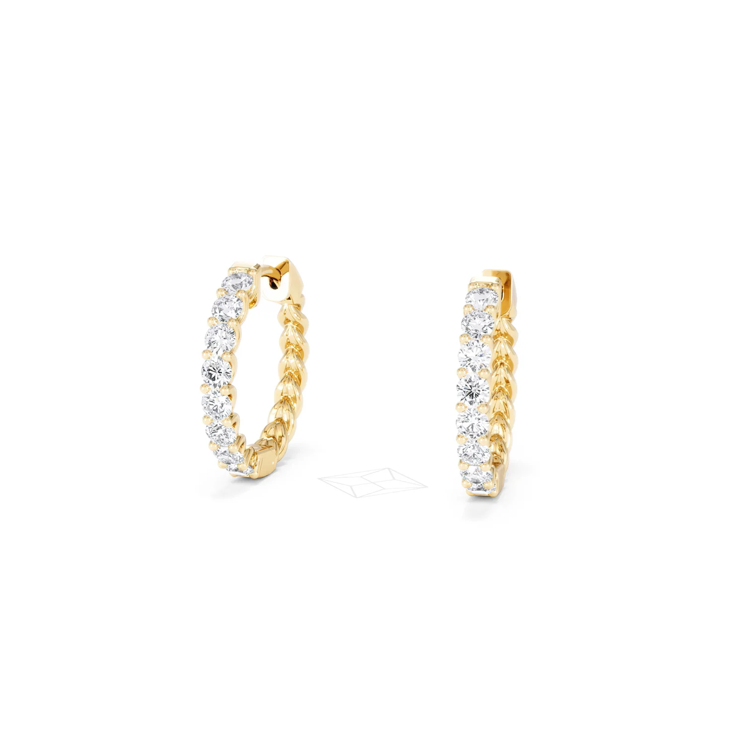 Braided 1.00ct Round Cut Lab Diamond Hoop Earrings in 9K Yellow Gold - Image 85