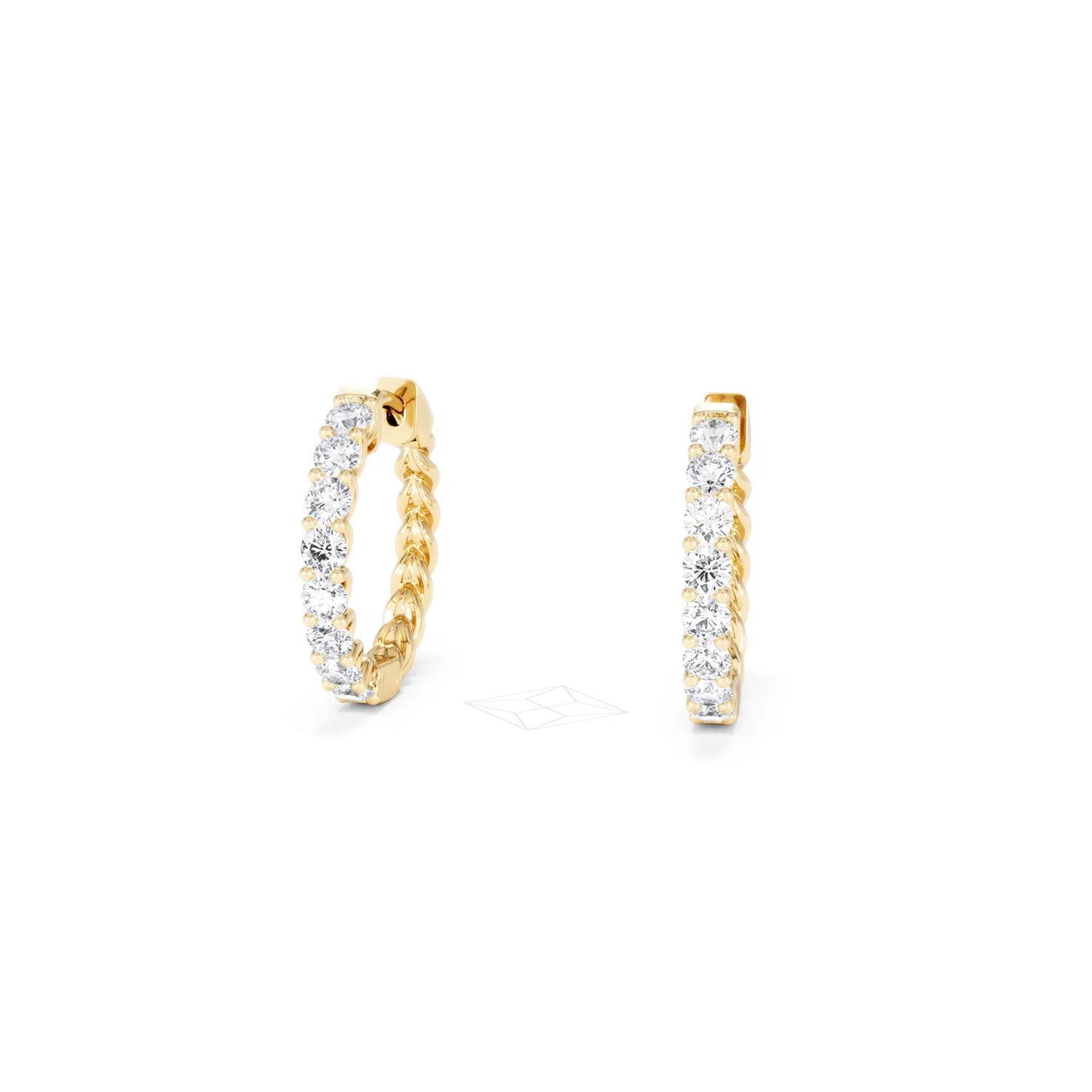 Braided 1.00ct Round Cut Lab Diamond Hoop Earrings in 9K Yellow Gold - Image 86