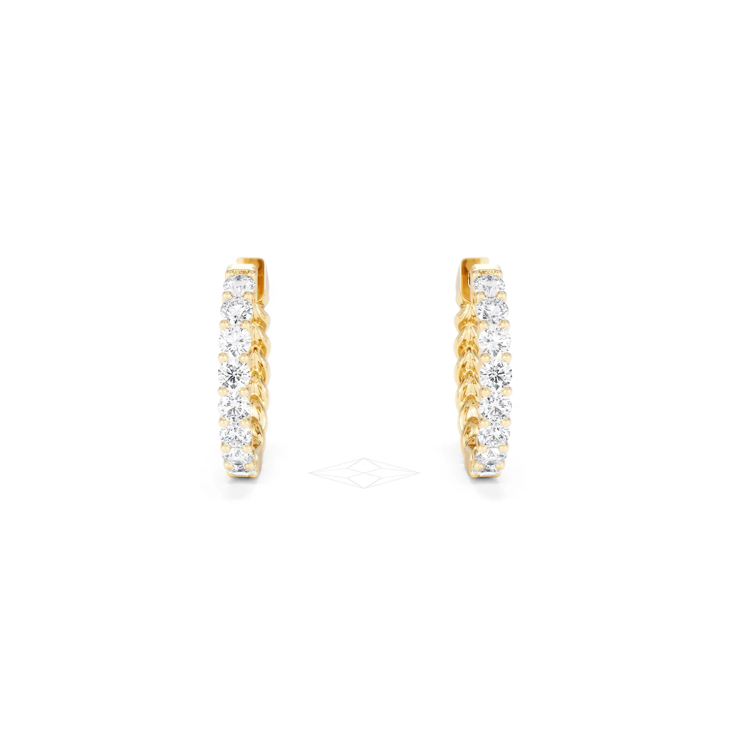 Braided 1.00ct Round Cut Lab Diamond Hoop Earrings in 9K Yellow Gold - Image 9