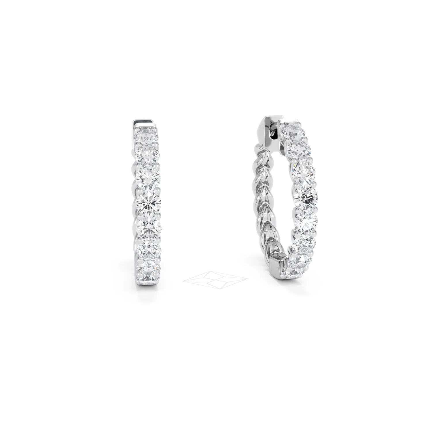 Braided 2.00ct Round Cut Lab Diamond Hoop Earrings in 9K White Gold - Image 11