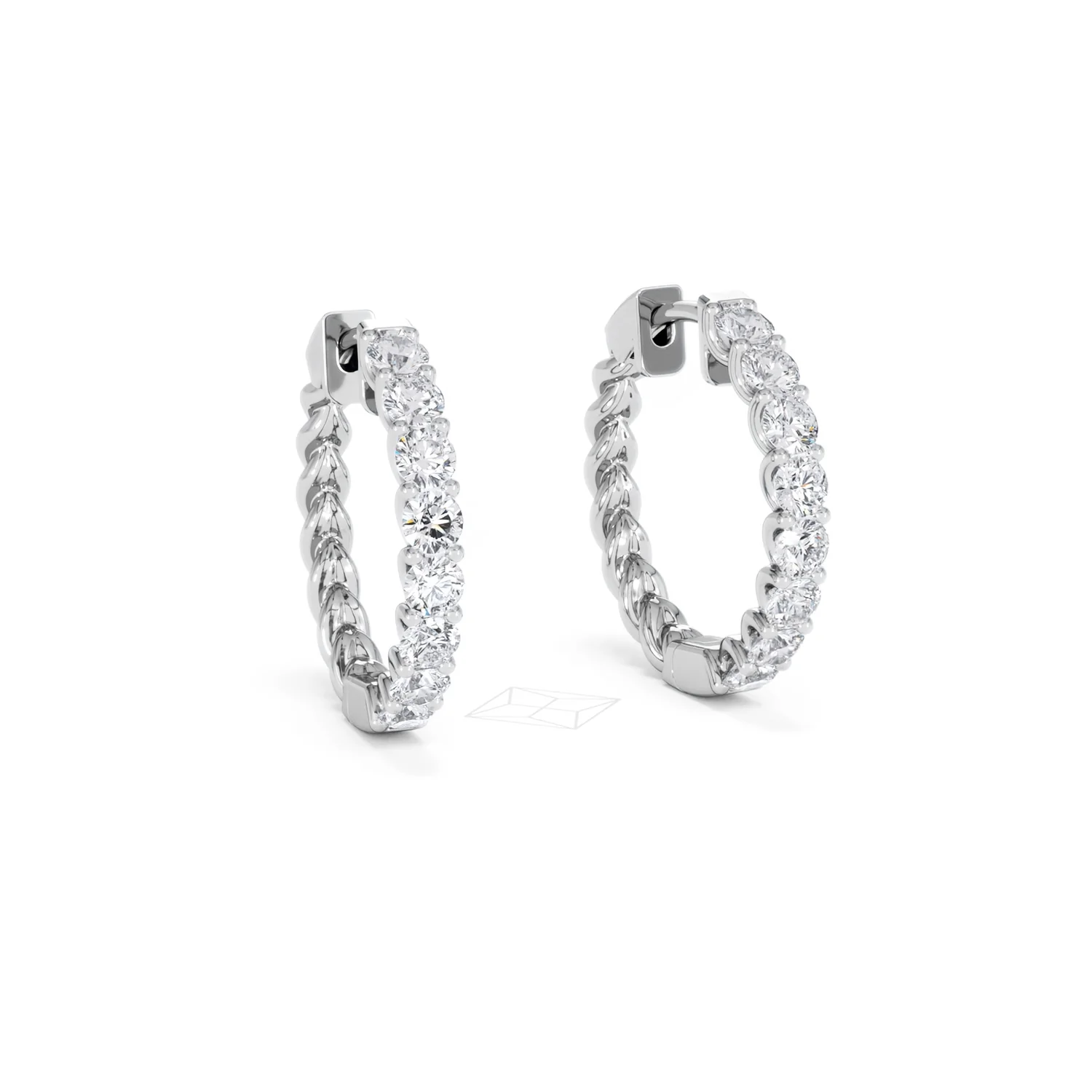 Braided 2.00ct Round Cut Lab Diamond Hoop Earrings in 9K White Gold - Image 14