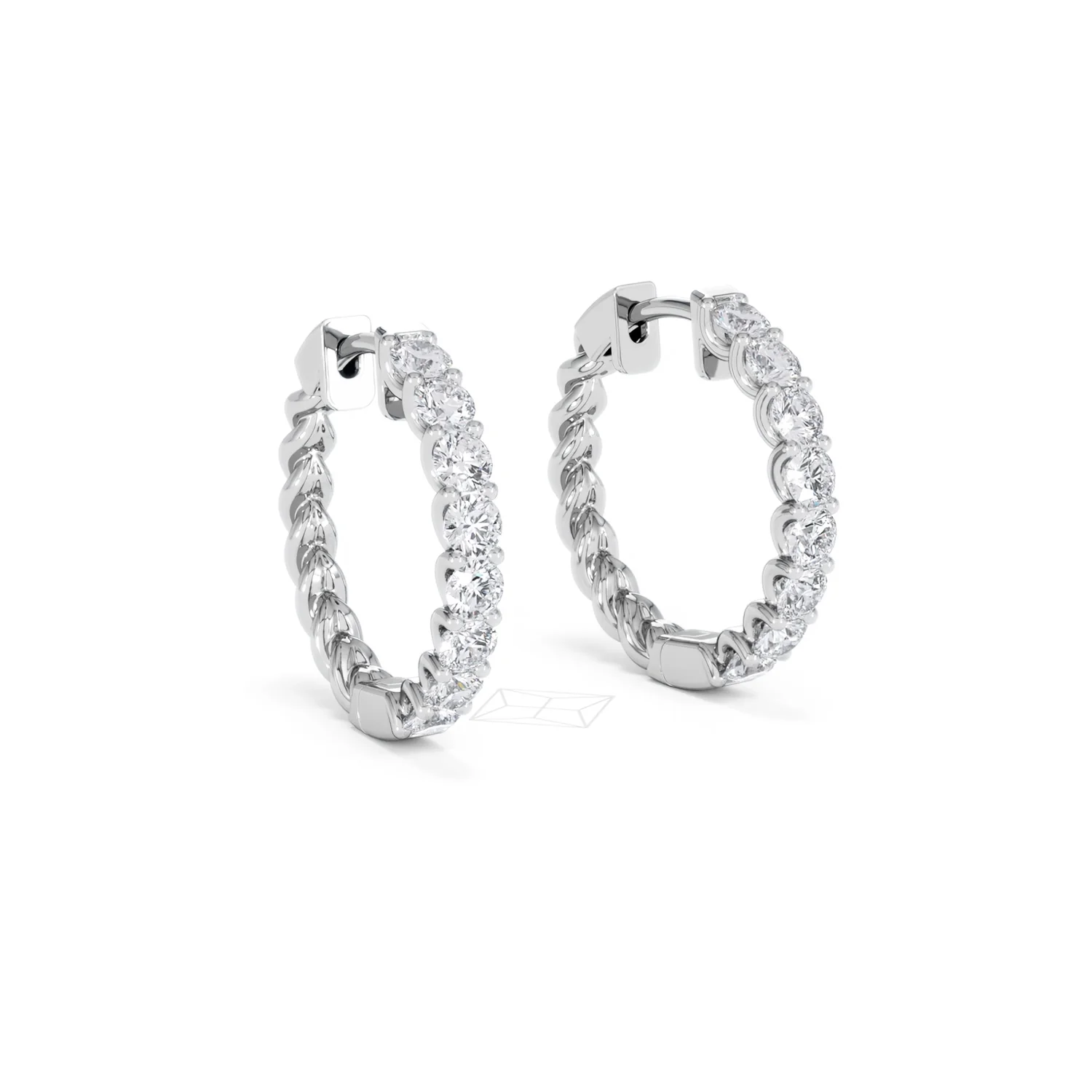 Braided 2.00ct Round Cut Lab Diamond Hoop Earrings in 9K White Gold - Image 16