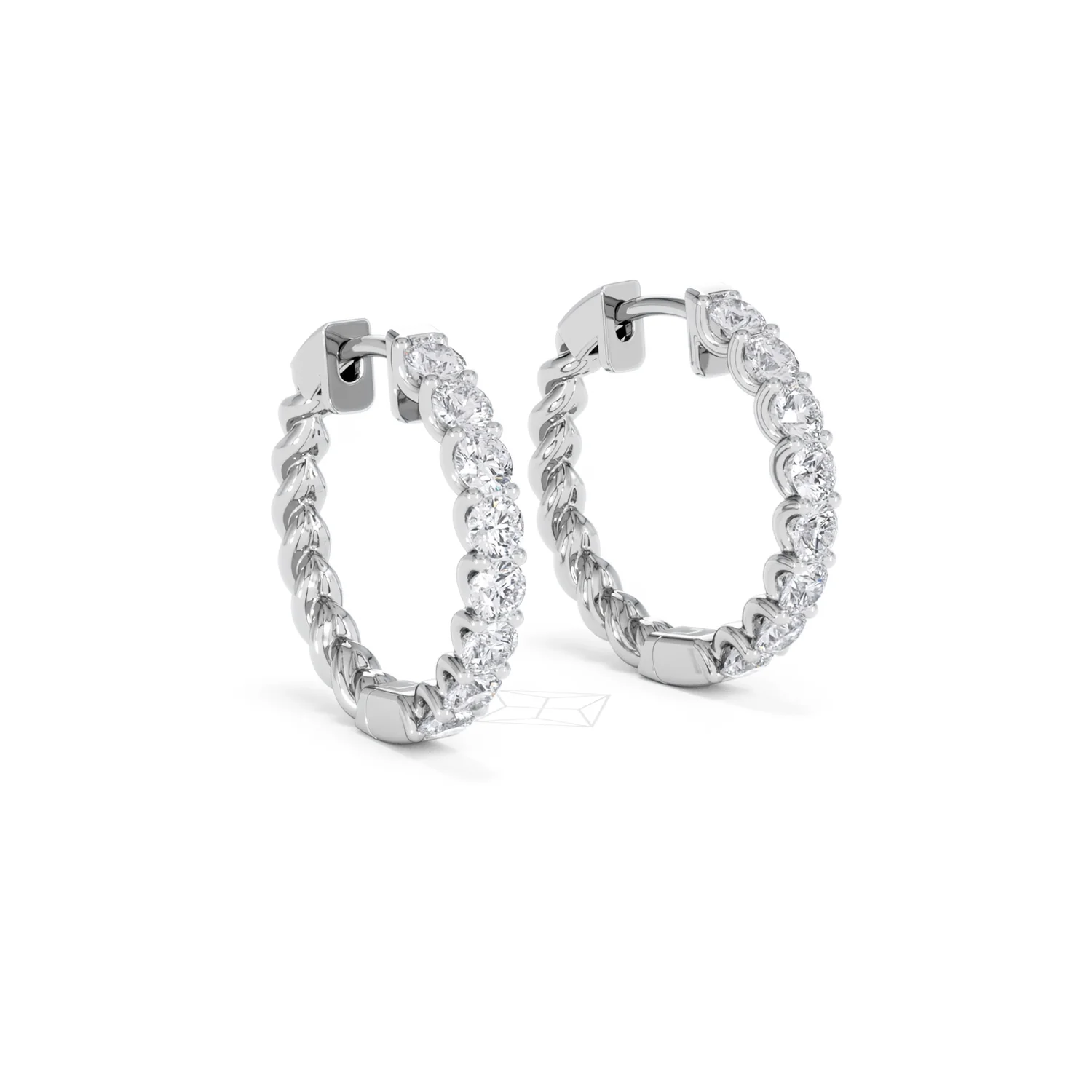 Braided 2.00ct Round Cut Lab Diamond Hoop Earrings in 9K White Gold - Image 17
