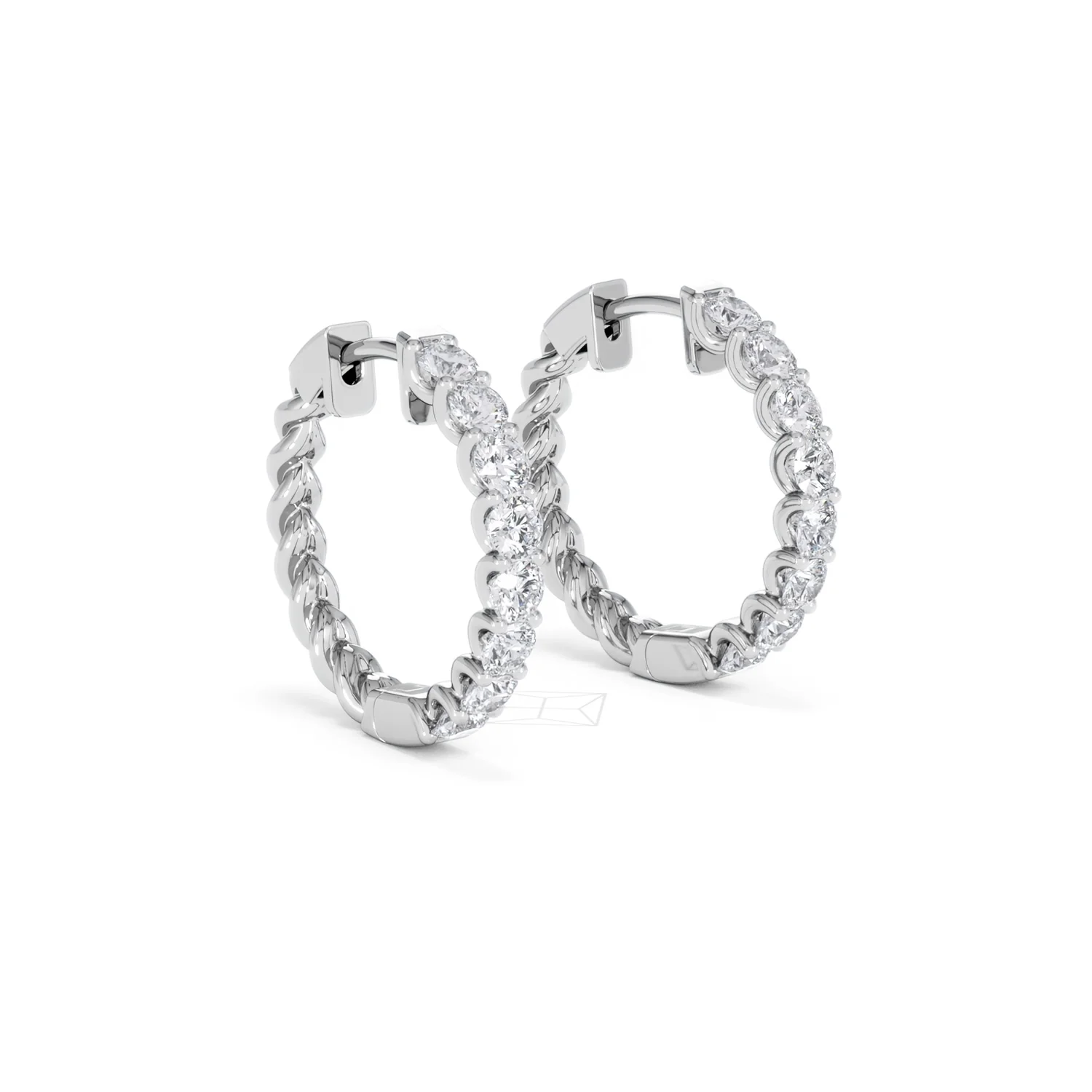Braided 2.00ct Round Cut Lab Diamond Hoop Earrings in 9K White Gold - Image 18