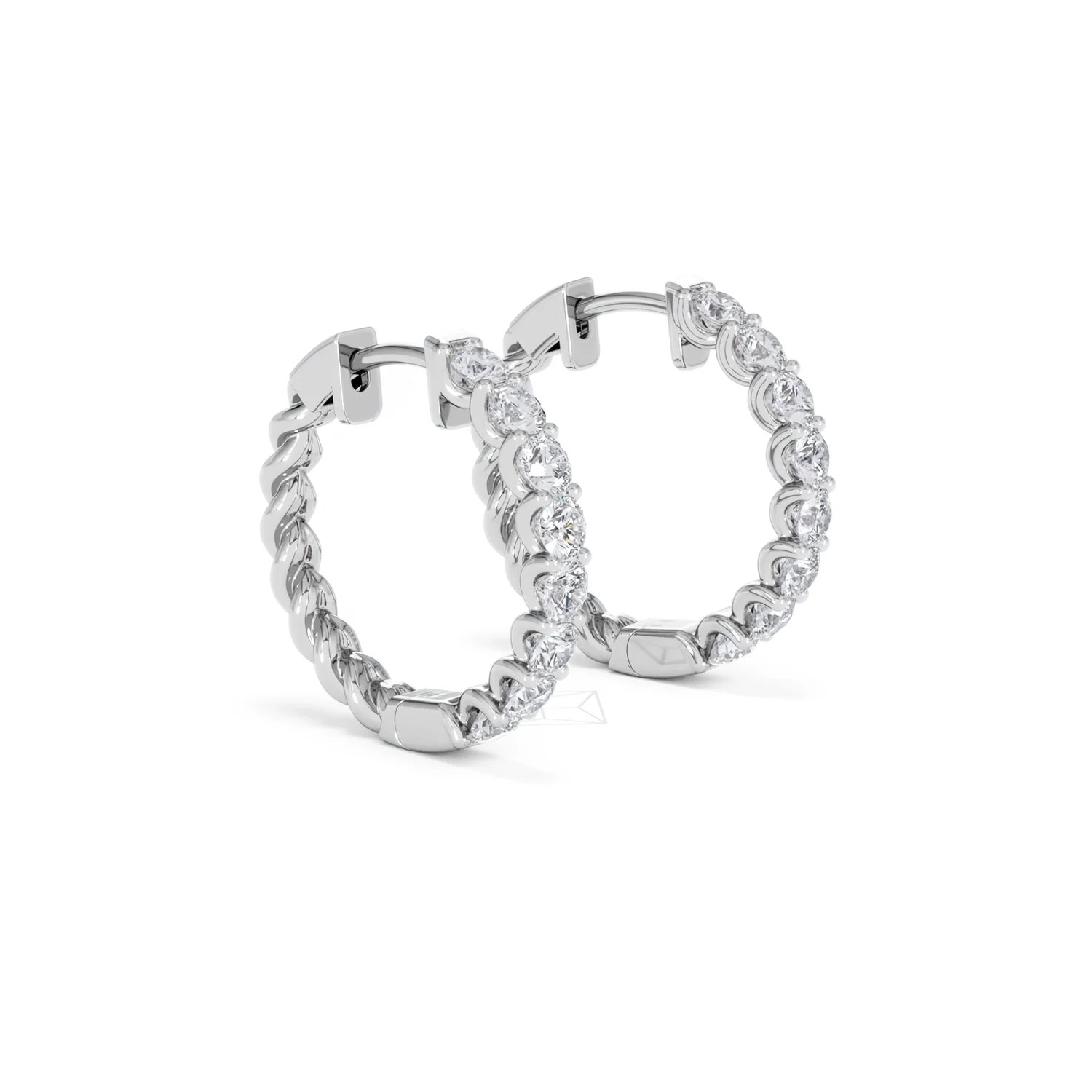 Braided 2.00ct Round Cut Lab Diamond Hoop Earrings in 9K White Gold - Image 20
