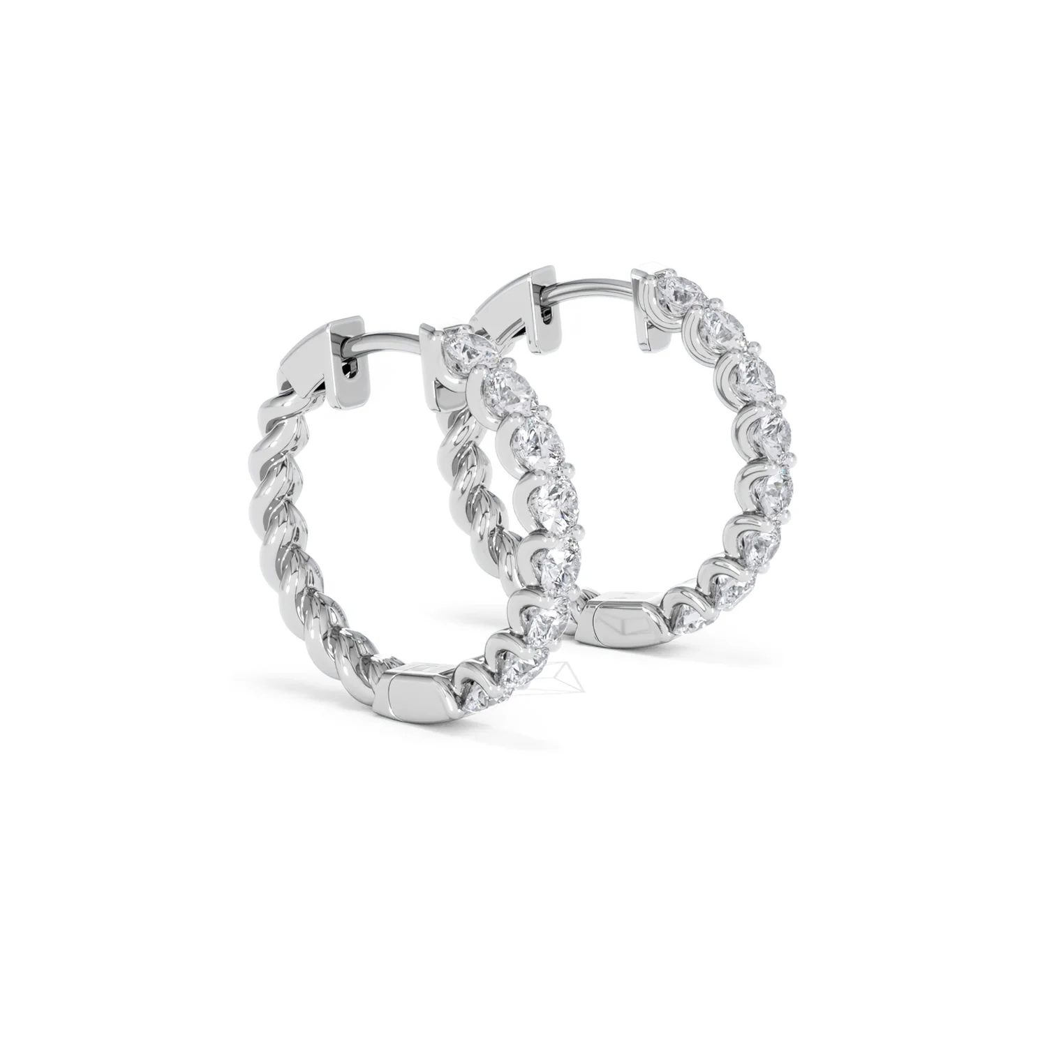 Braided 2.00ct Round Cut Lab Diamond Hoop Earrings in 9K White Gold - Image 21