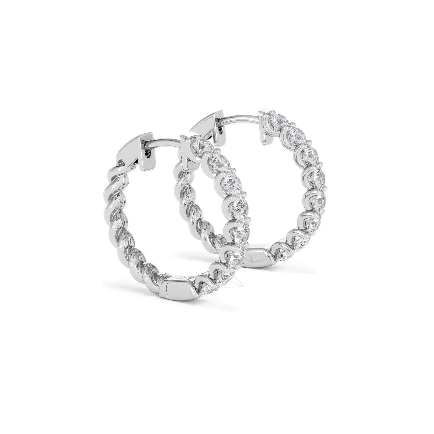 Braided 2.00ct Round Cut Lab Diamond Hoop Earrings in 9K White Gold - Image 22