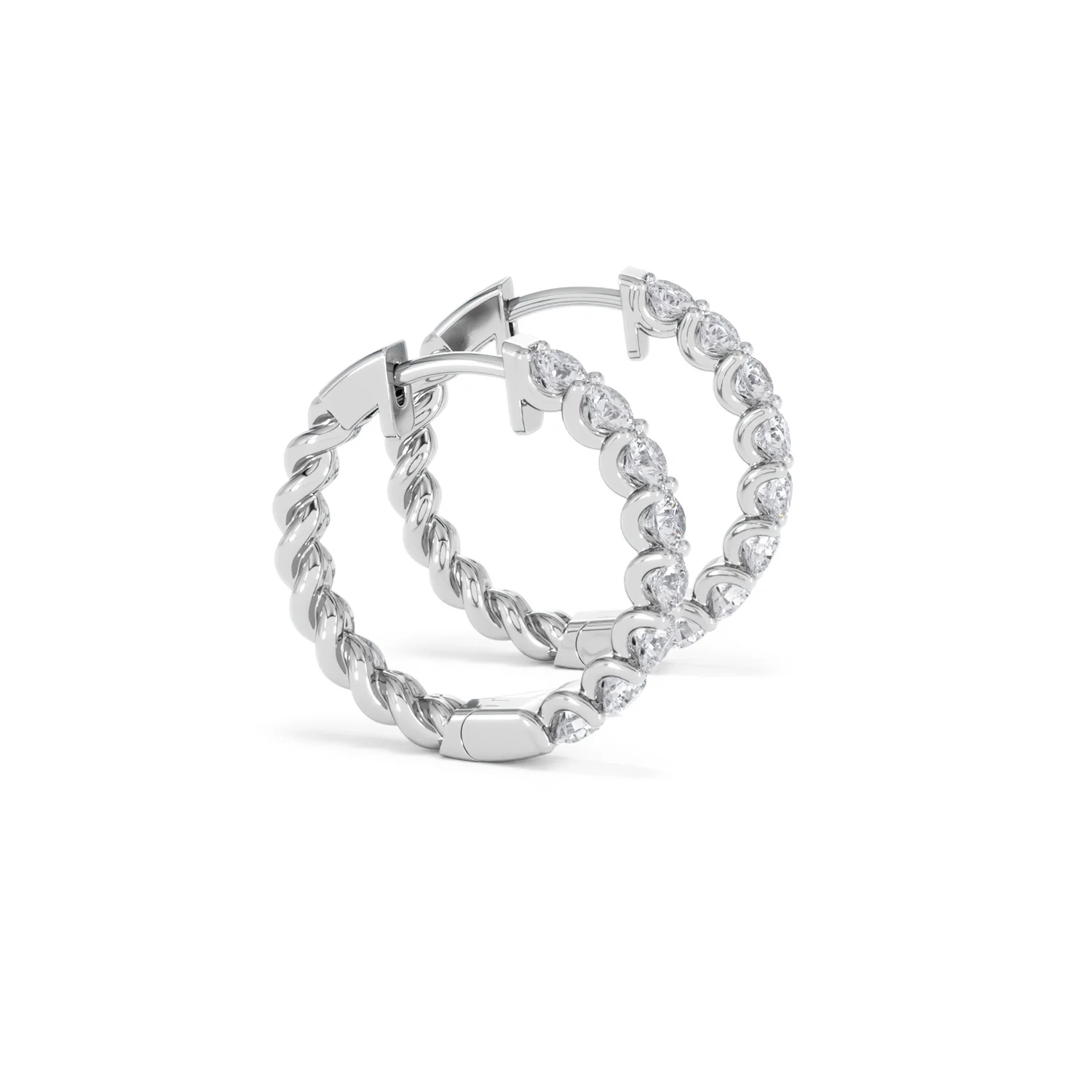 Braided 2.00ct Round Cut Lab Diamond Hoop Earrings in 9K White Gold - Image 25