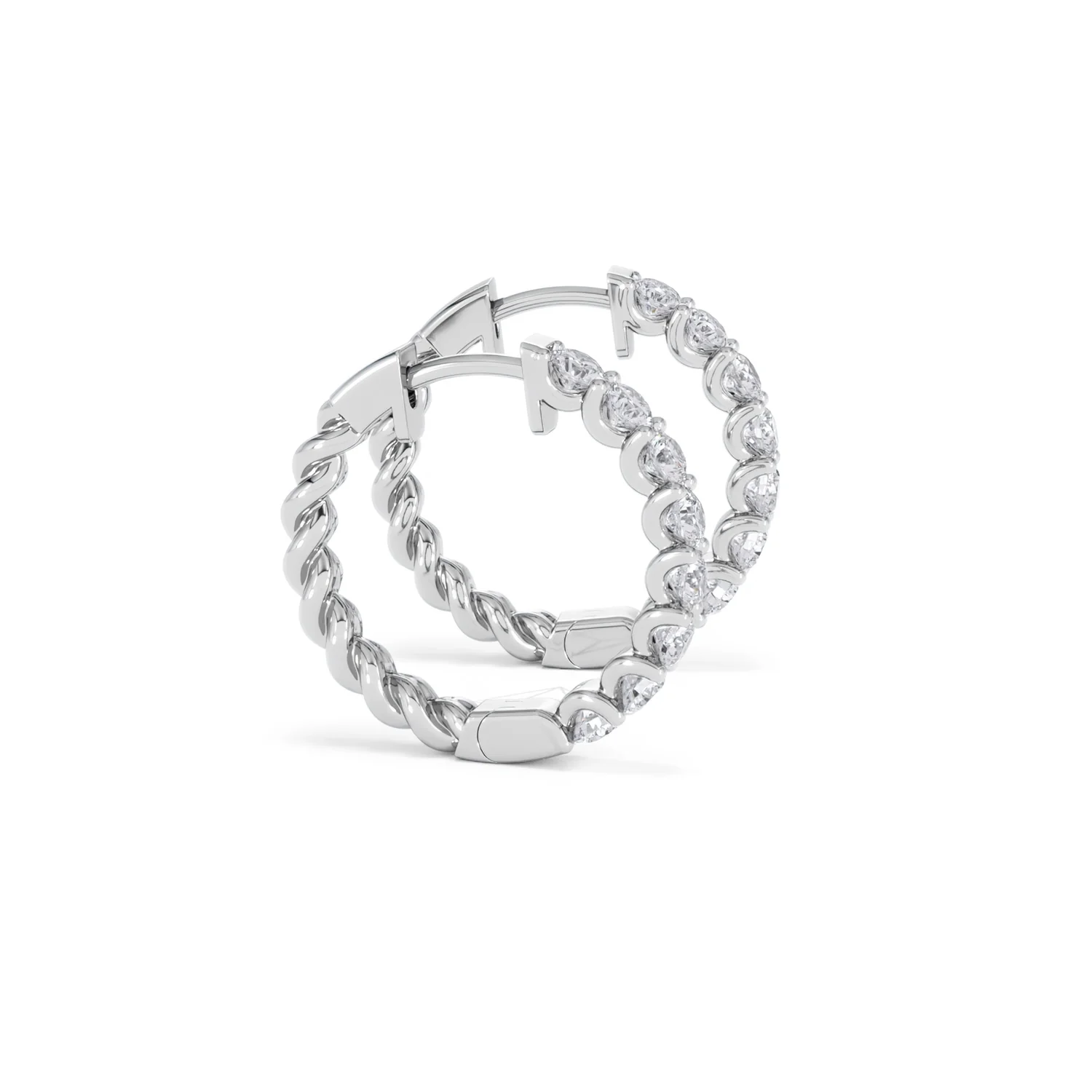 Braided 2.00ct Round Cut Lab Diamond Hoop Earrings in 9K White Gold - Image 26