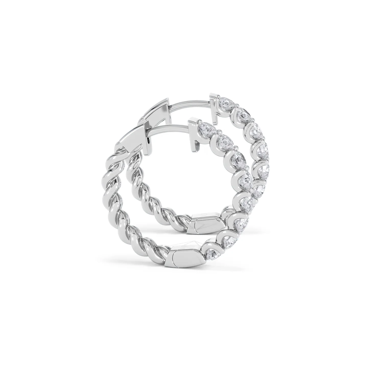 Braided 2.00ct Round Cut Lab Diamond Hoop Earrings in 9K White Gold - Image 27