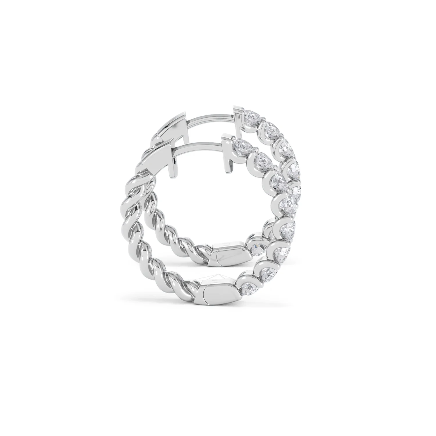 Braided 2.00ct Round Cut Lab Diamond Hoop Earrings in 9K White Gold - Image 28