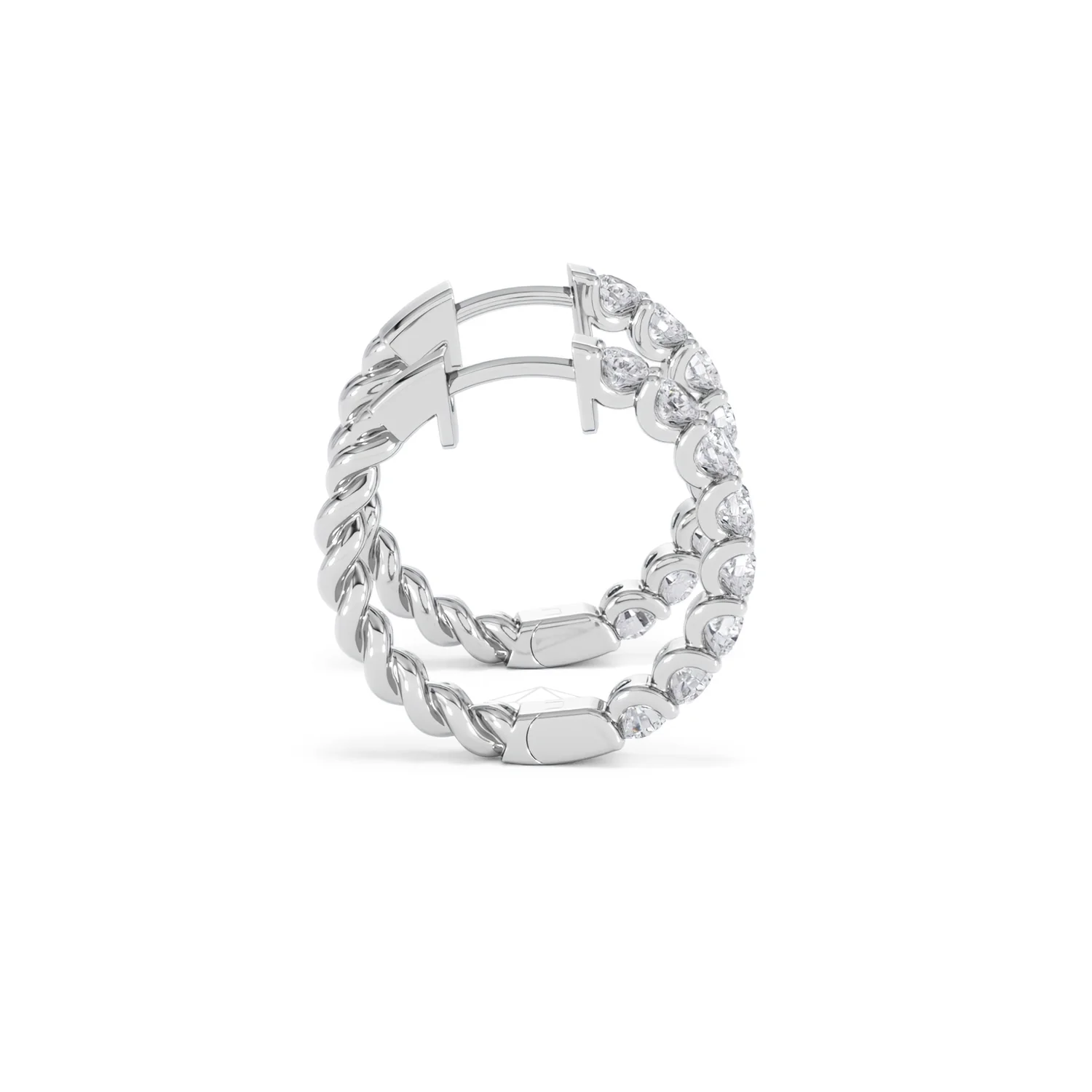 Braided 2.00ct Round Cut Lab Diamond Hoop Earrings in 9K White Gold - Image 29
