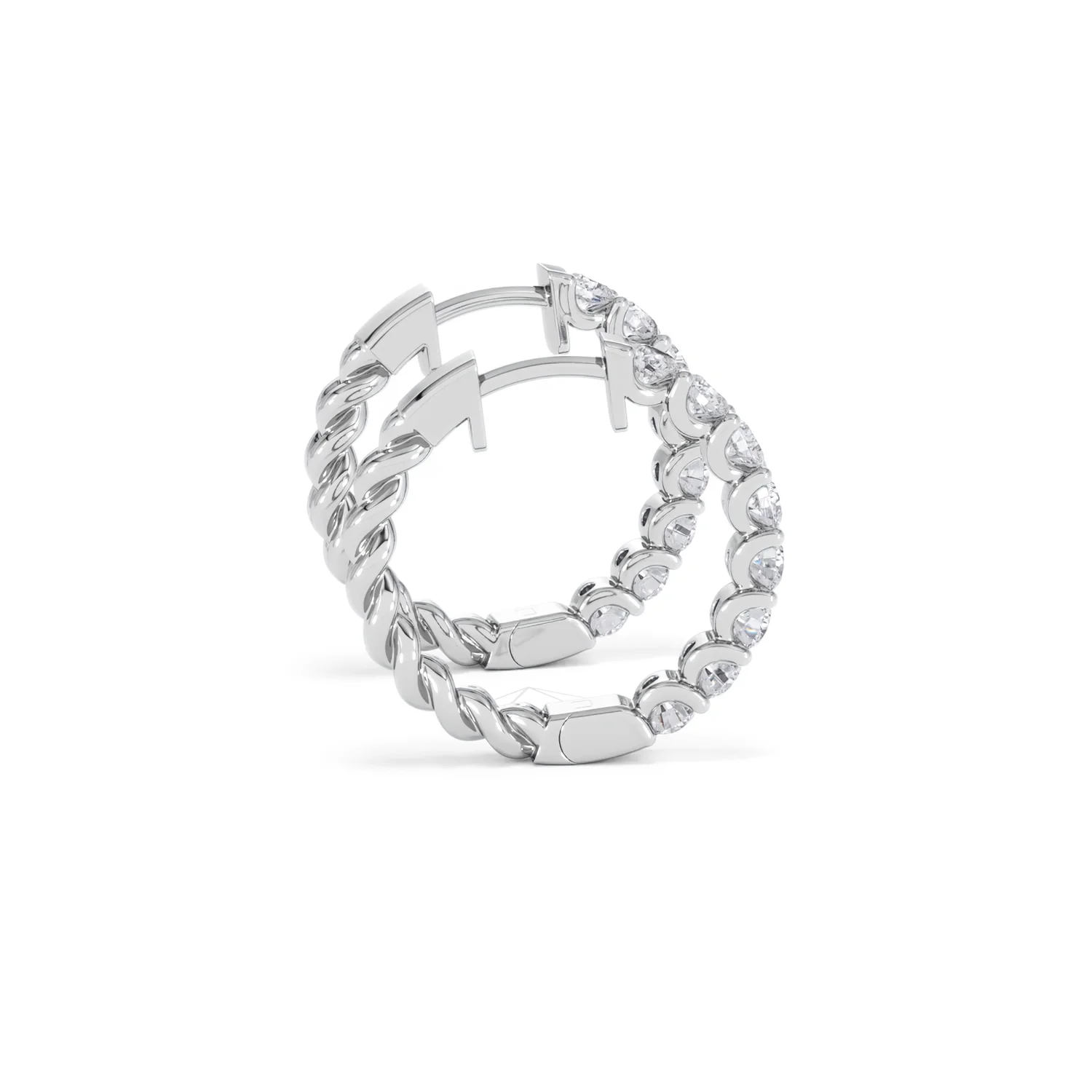 Braided 2.00ct Round Cut Lab Diamond Hoop Earrings in 9K White Gold - Image 31