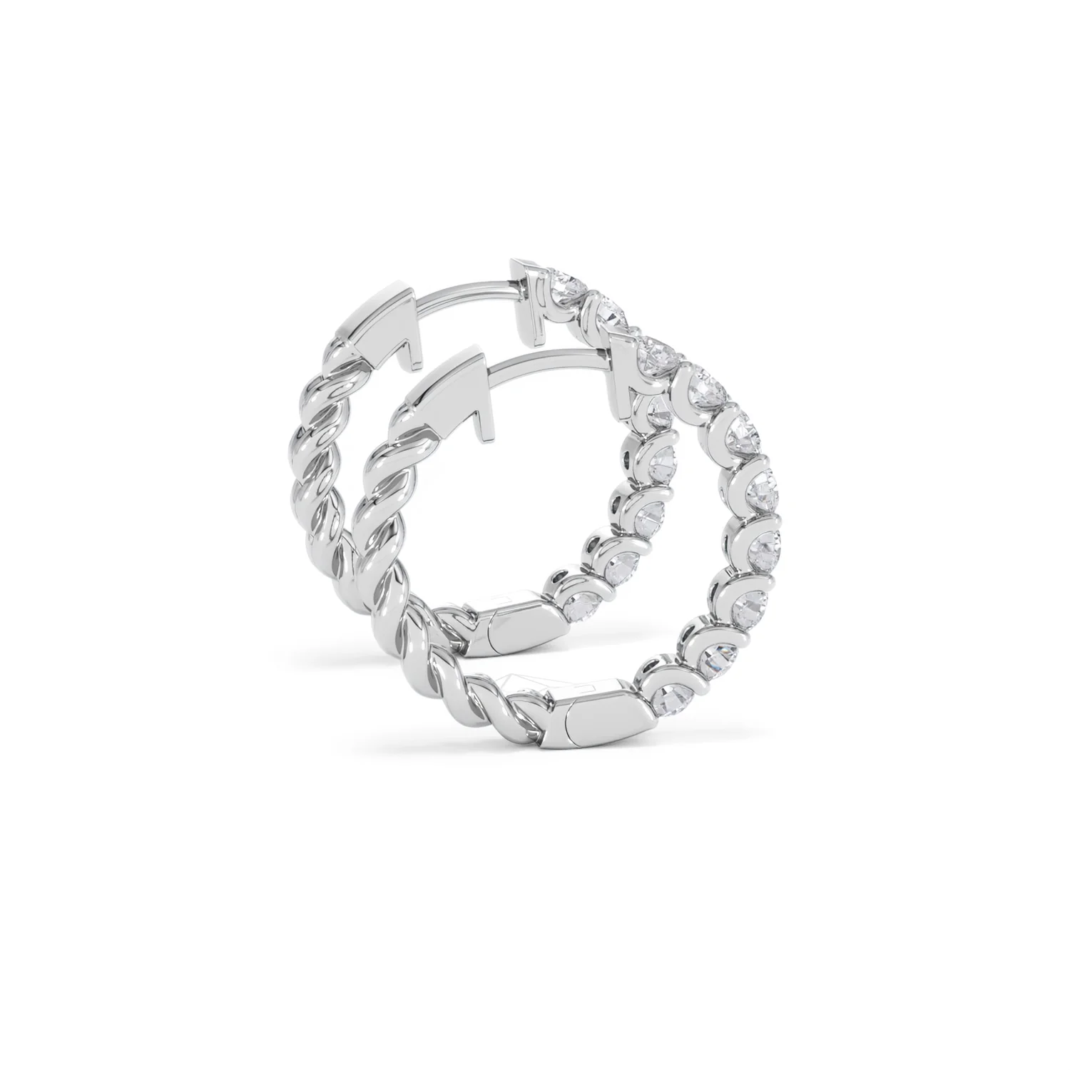 Braided 2.00ct Round Cut Lab Diamond Hoop Earrings in 9K White Gold - Image 32
