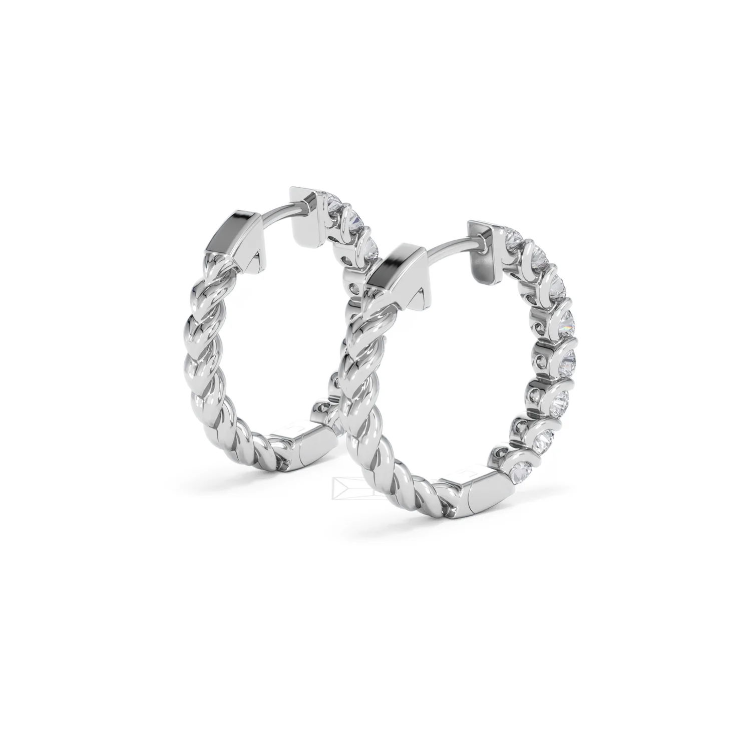 Braided 2.00ct Round Cut Lab Diamond Hoop Earrings in 9K White Gold - Image 39