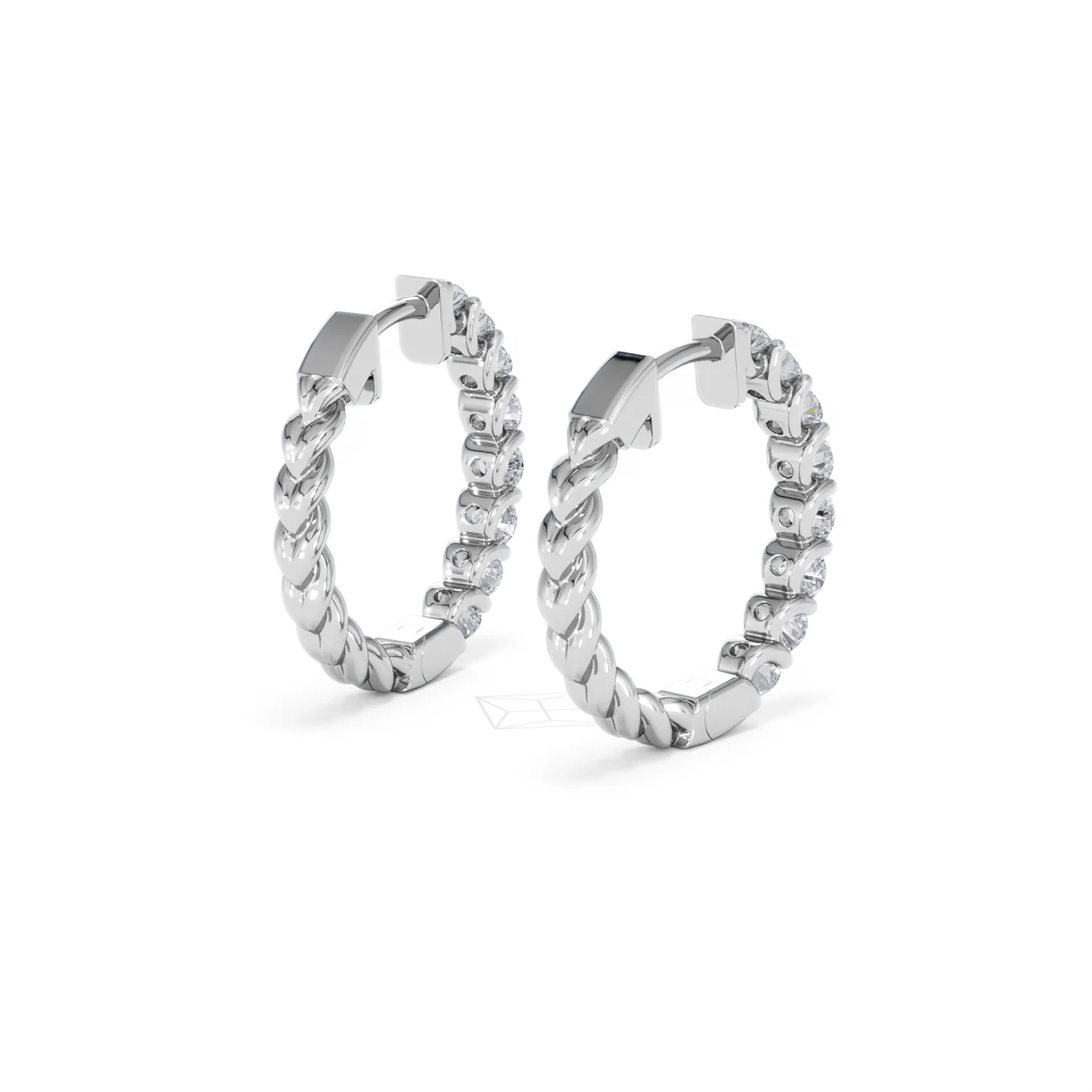 Braided 2.00ct Round Cut Lab Diamond Hoop Earrings in 9K White Gold - Image 41