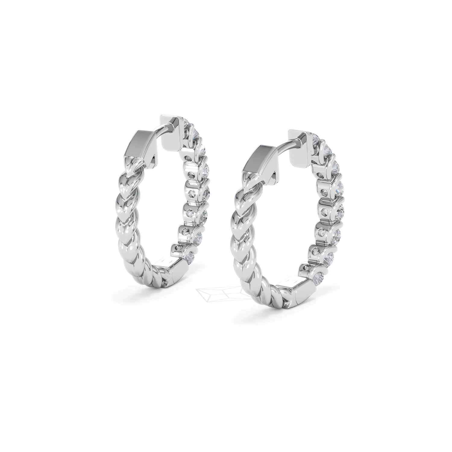 Braided 2.00ct Round Cut Lab Diamond Hoop Earrings in 9K White Gold - Image 42