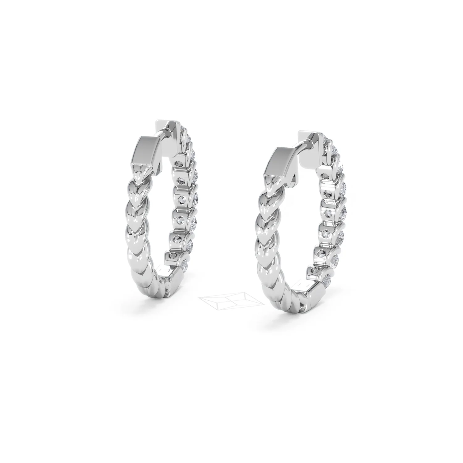 Braided 2.00ct Round Cut Lab Diamond Hoop Earrings in 9K White Gold - Image 44