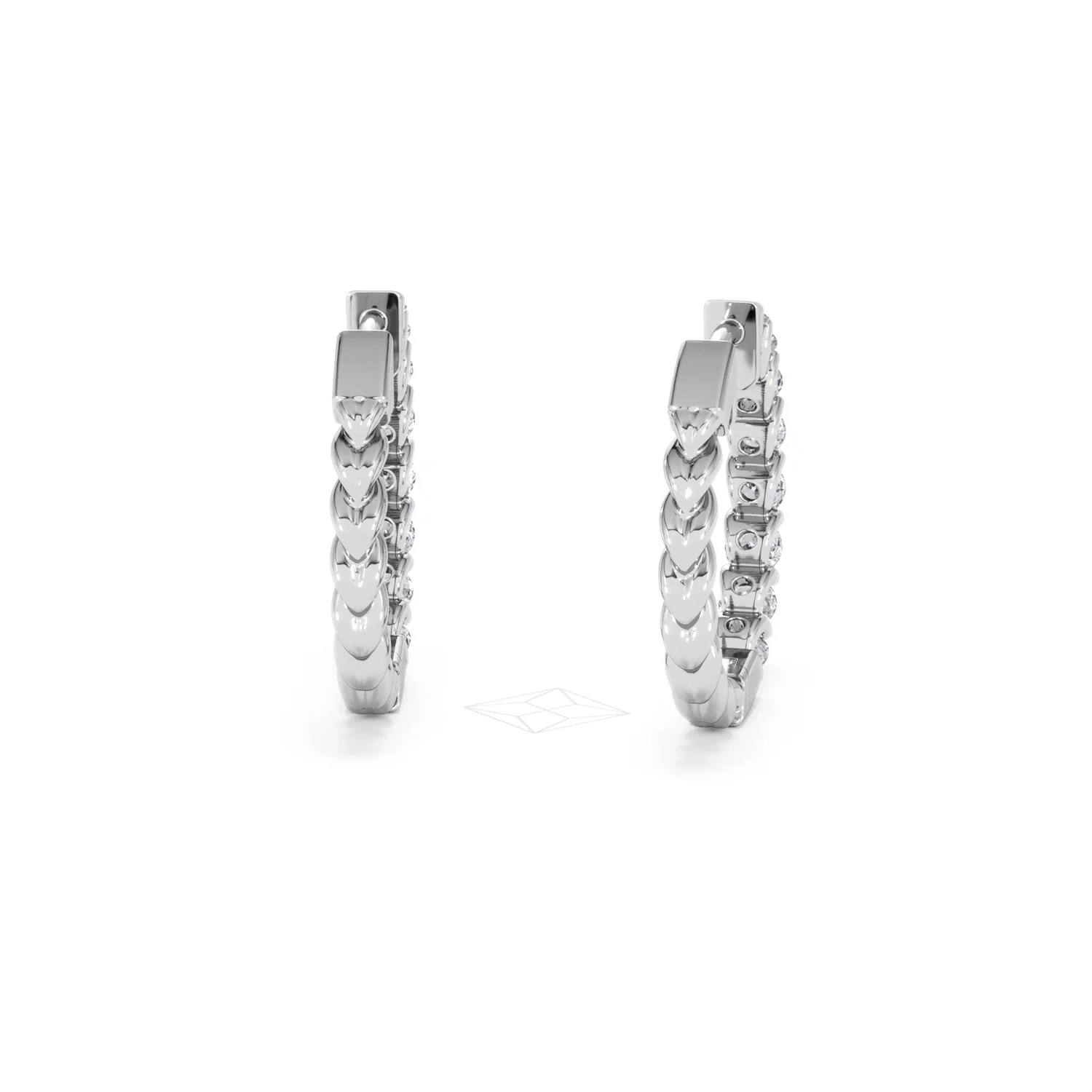 Braided 2.00ct Round Cut Lab Diamond Hoop Earrings in 9K White Gold - Image 47