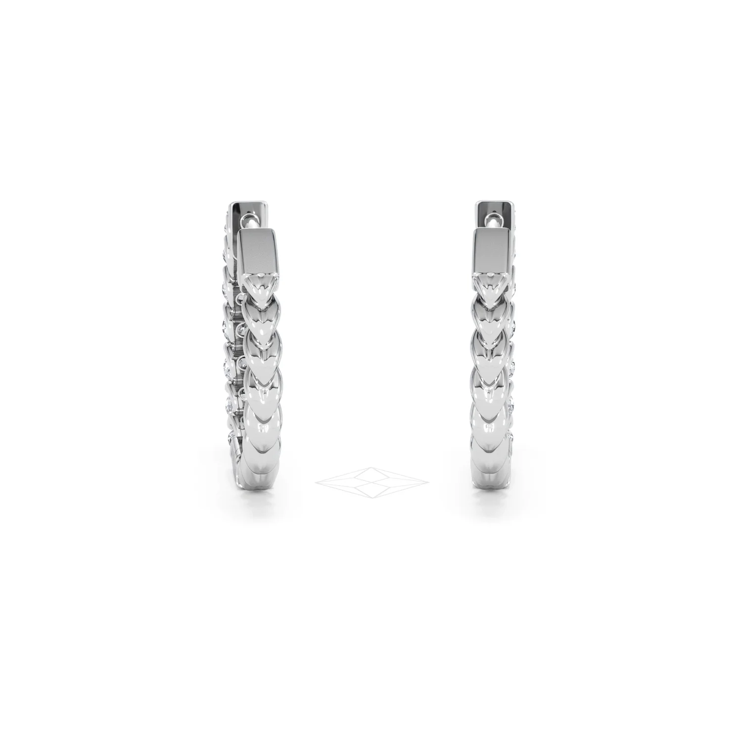 Braided 2.00ct Round Cut Lab Diamond Hoop Earrings in 9K White Gold - Image 49