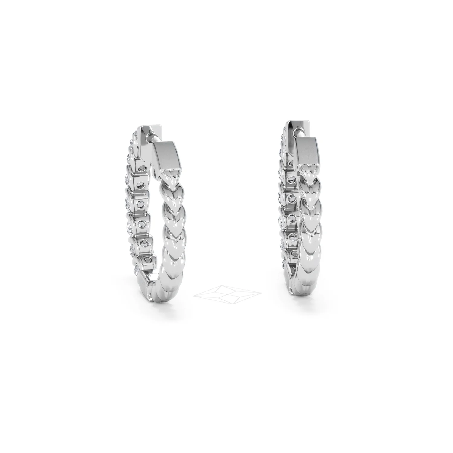 Braided 2.00ct Round Cut Lab Diamond Hoop Earrings in 9K White Gold - Image 51