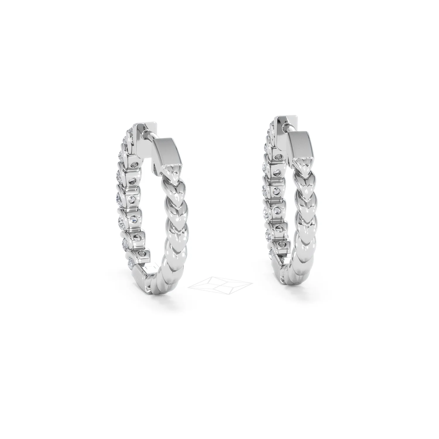 Braided 2.00ct Round Cut Lab Diamond Hoop Earrings in 9K White Gold - Image 52