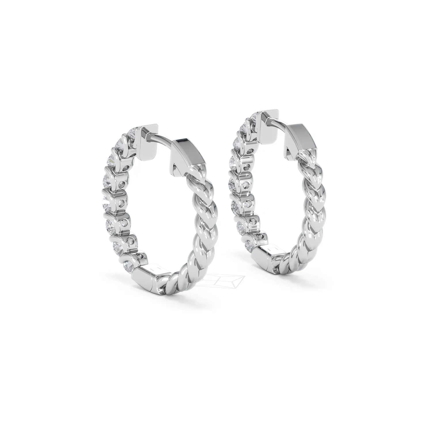 Braided 2.00ct Round Cut Lab Diamond Hoop Earrings in 9K White Gold - Image 56