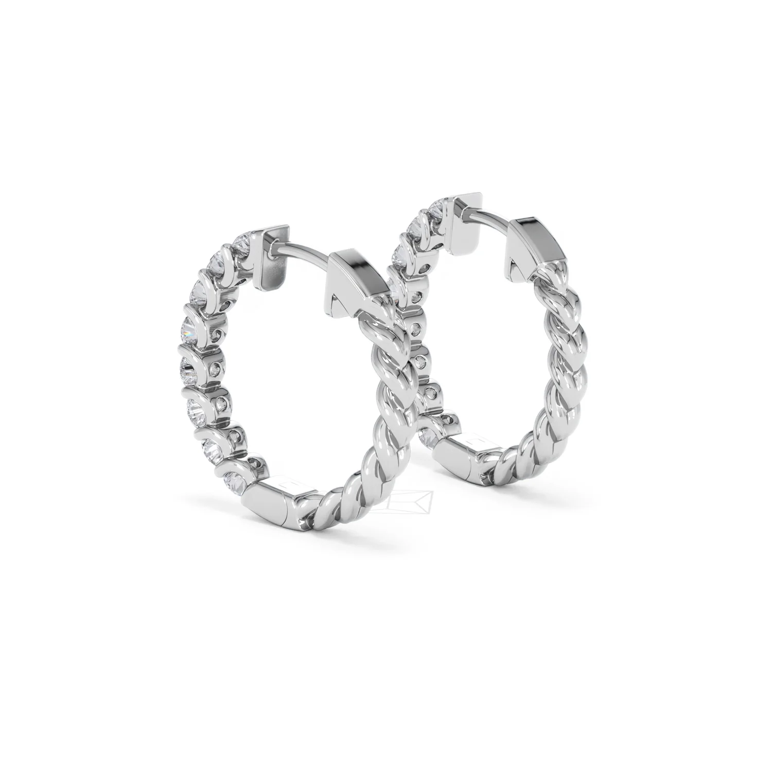 Braided 2.00ct Round Cut Lab Diamond Hoop Earrings in 9K White Gold - Image 58