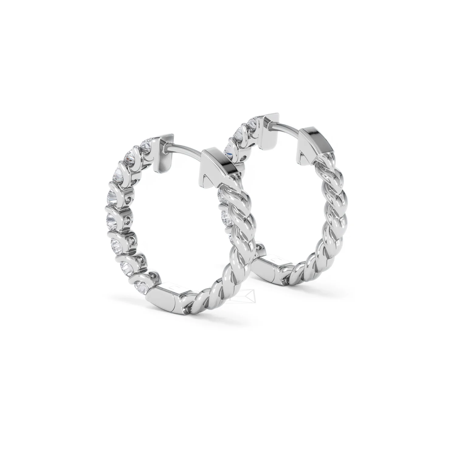 Braided 2.00ct Round Cut Lab Diamond Hoop Earrings in 9K White Gold - Image 59