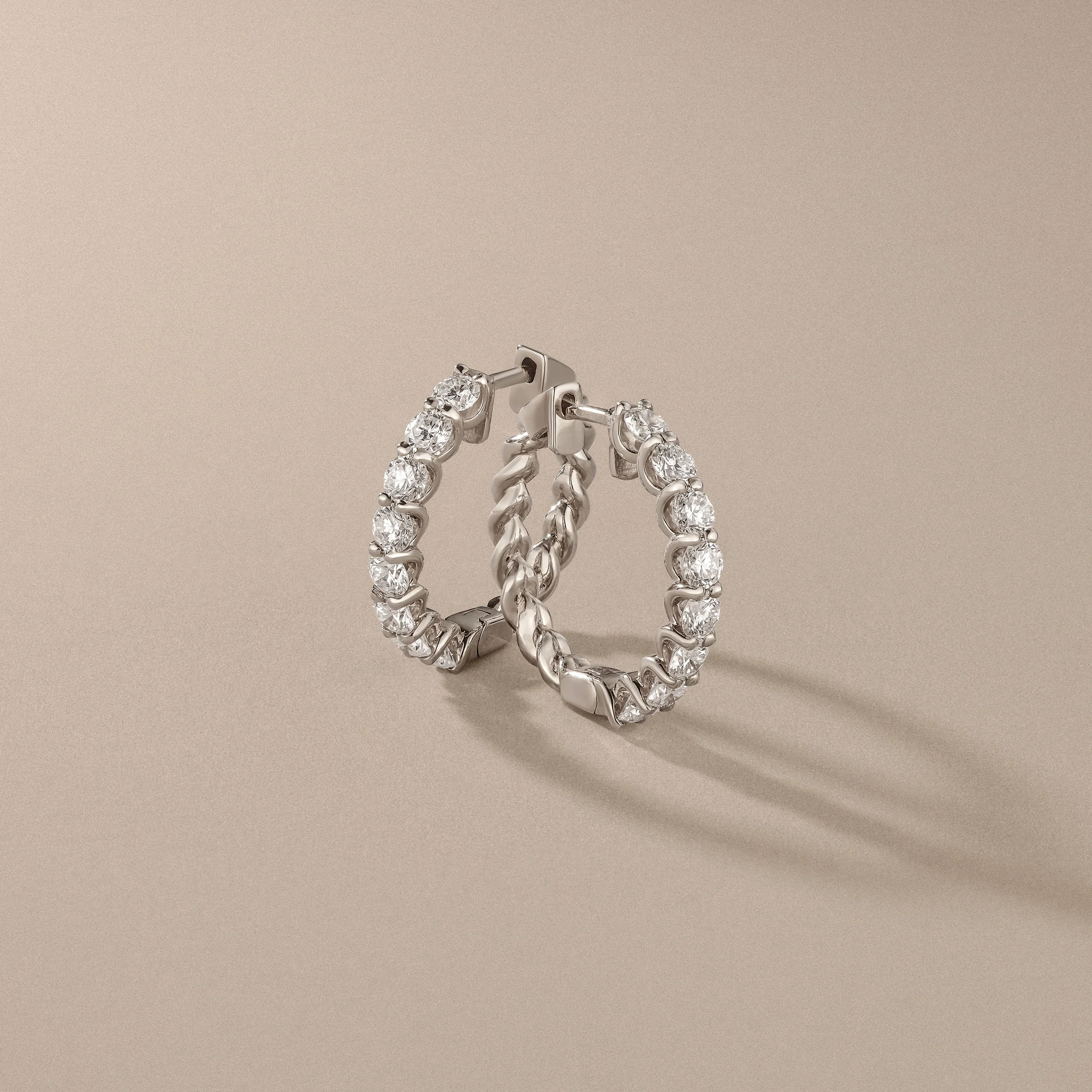 Braided 2.00ct Round Cut Lab Diamond Hoop Earrings in 9K White Gold - Image 6