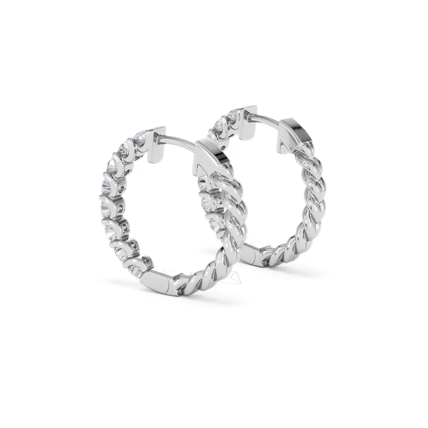Braided 2.00ct Round Cut Lab Diamond Hoop Earrings in 9K White Gold - Image 60