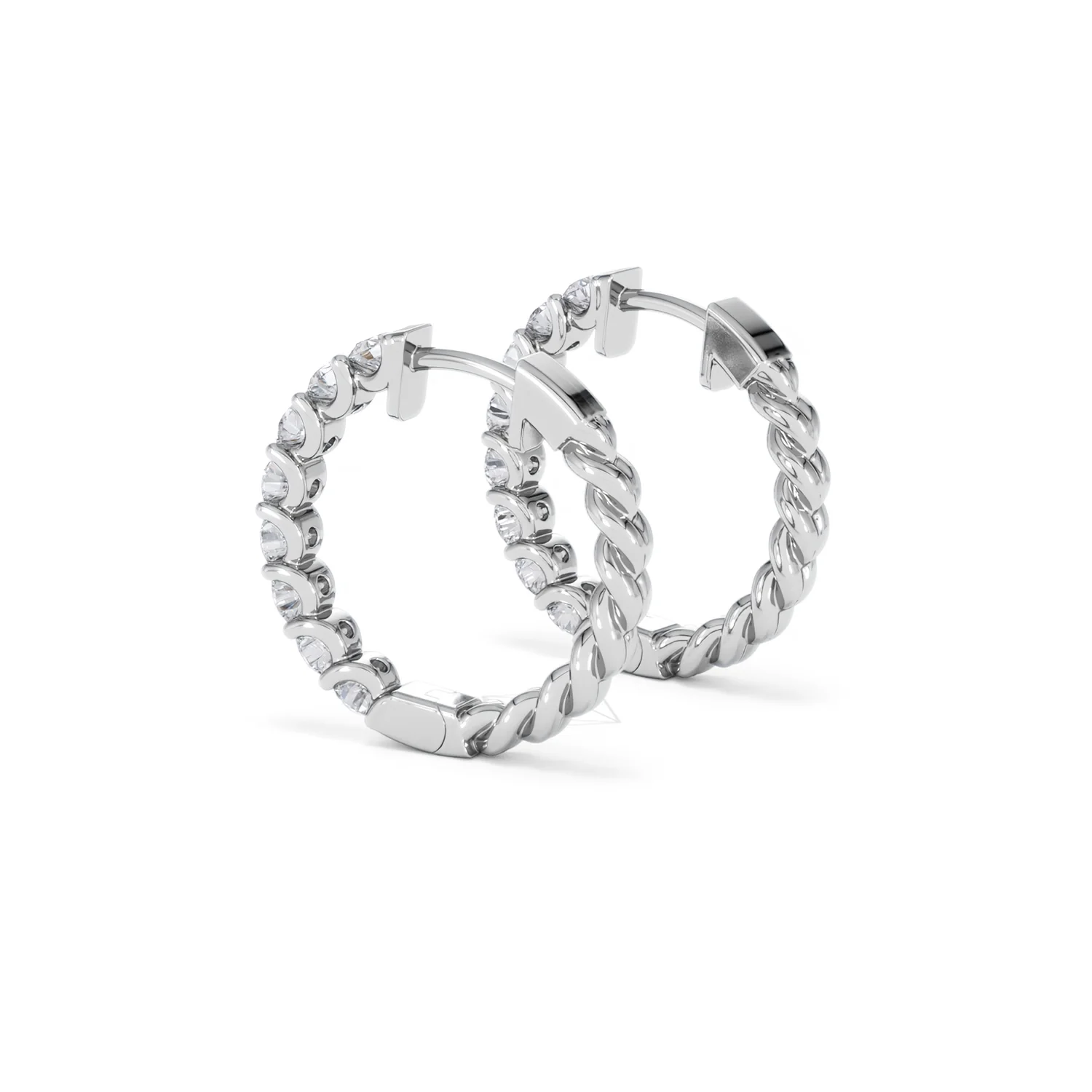 Braided 2.00ct Round Cut Lab Diamond Hoop Earrings in 9K White Gold - Image 61