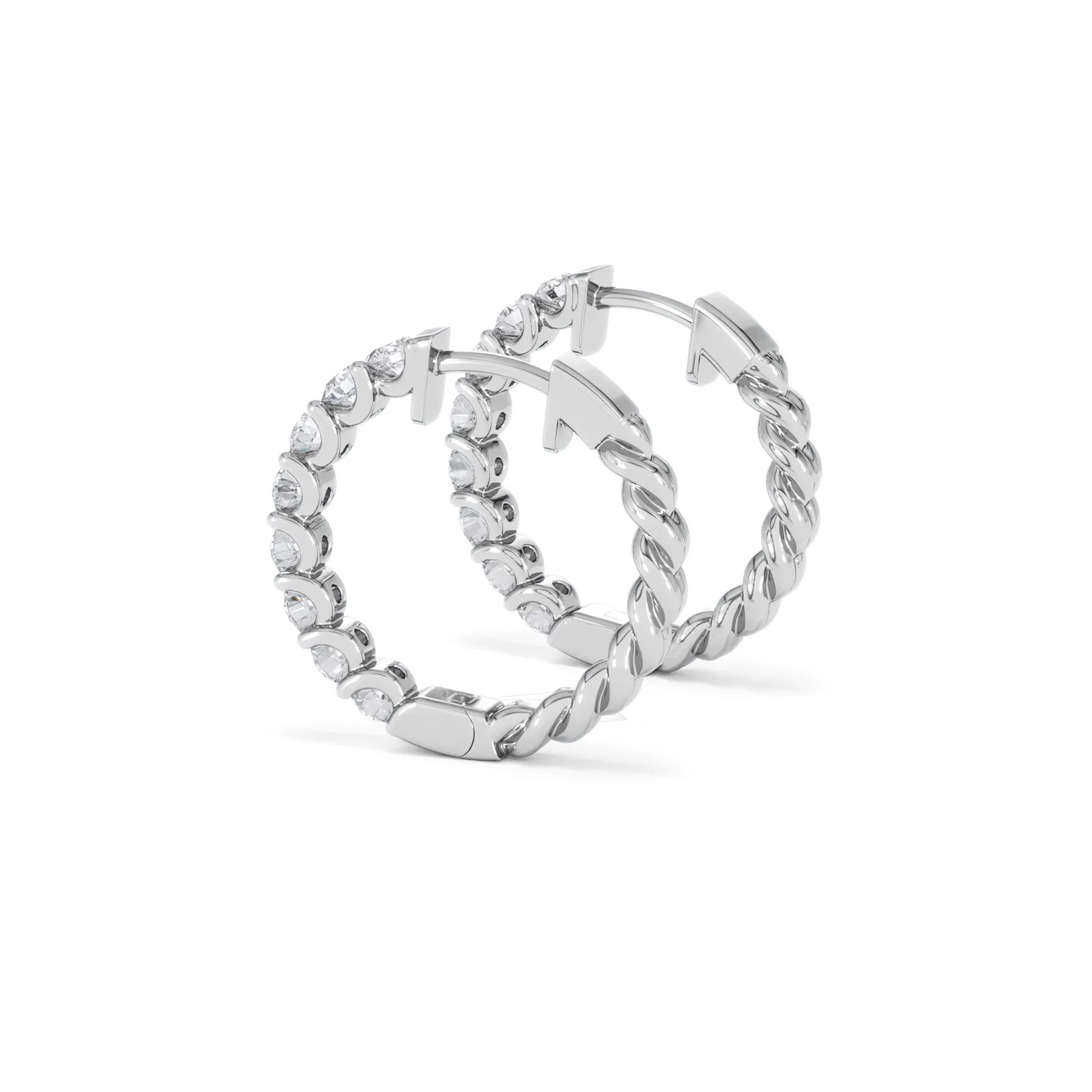 Braided 2.00ct Round Cut Lab Diamond Hoop Earrings in 9K White Gold - Image 63