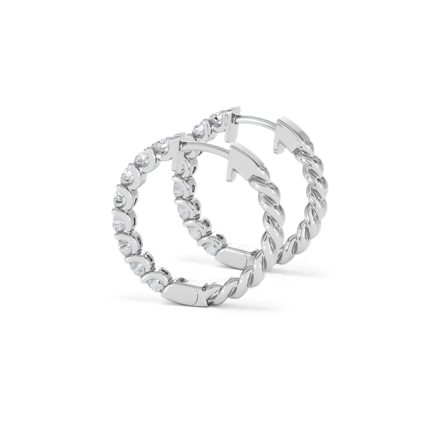Braided 2.00ct Round Cut Lab Diamond Hoop Earrings in 9K White Gold - Image 64