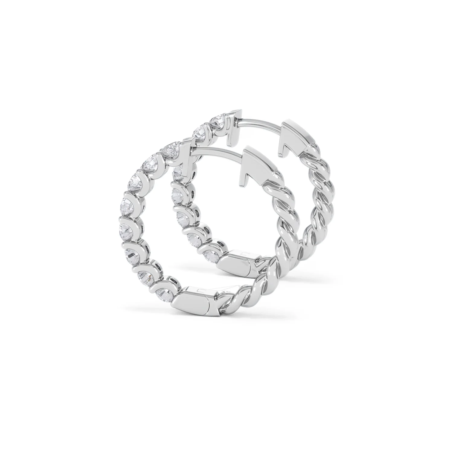 Braided 2.00ct Round Cut Lab Diamond Hoop Earrings in 9K White Gold - Image 65