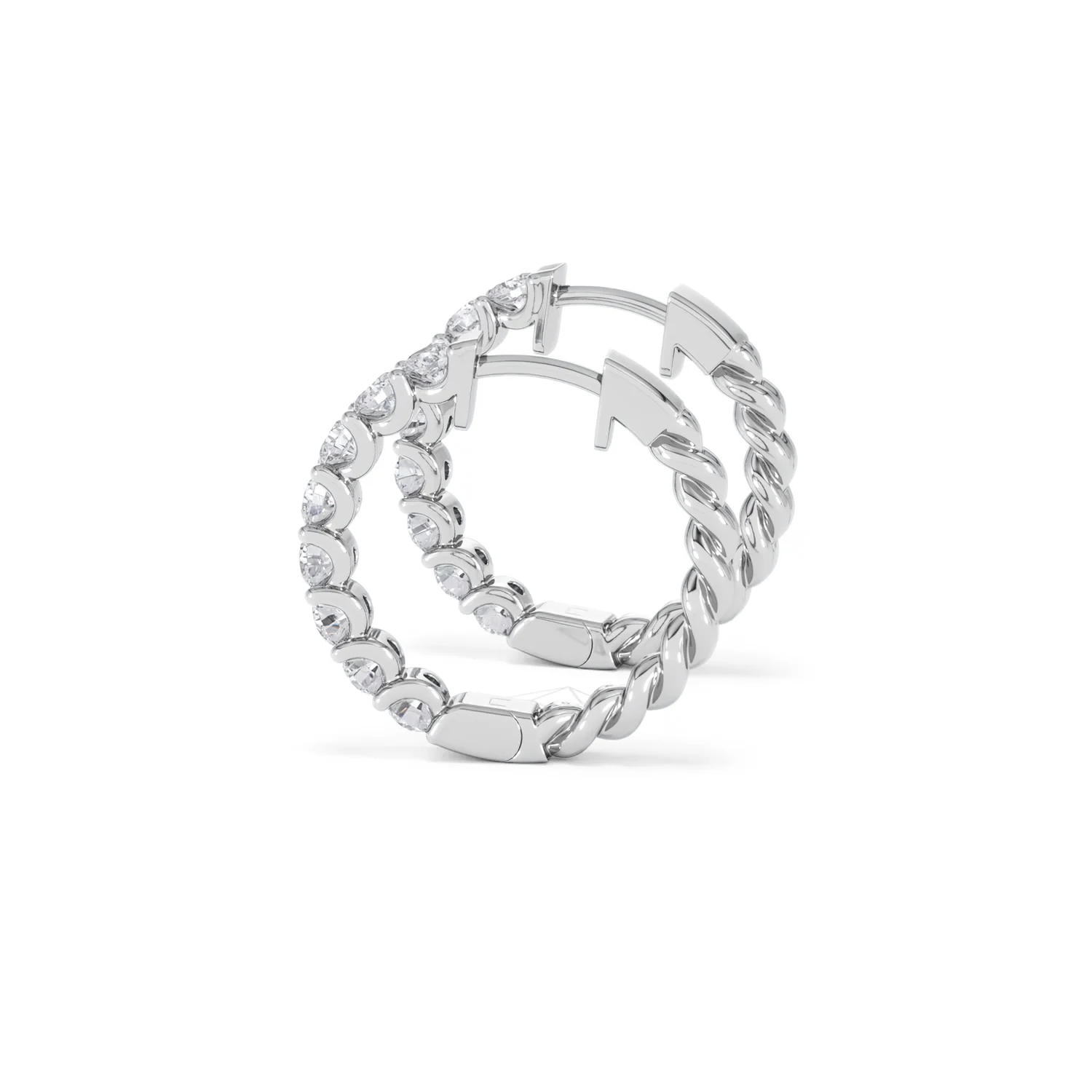 Braided 2.00ct Round Cut Lab Diamond Hoop Earrings in 9K White Gold - Image 66