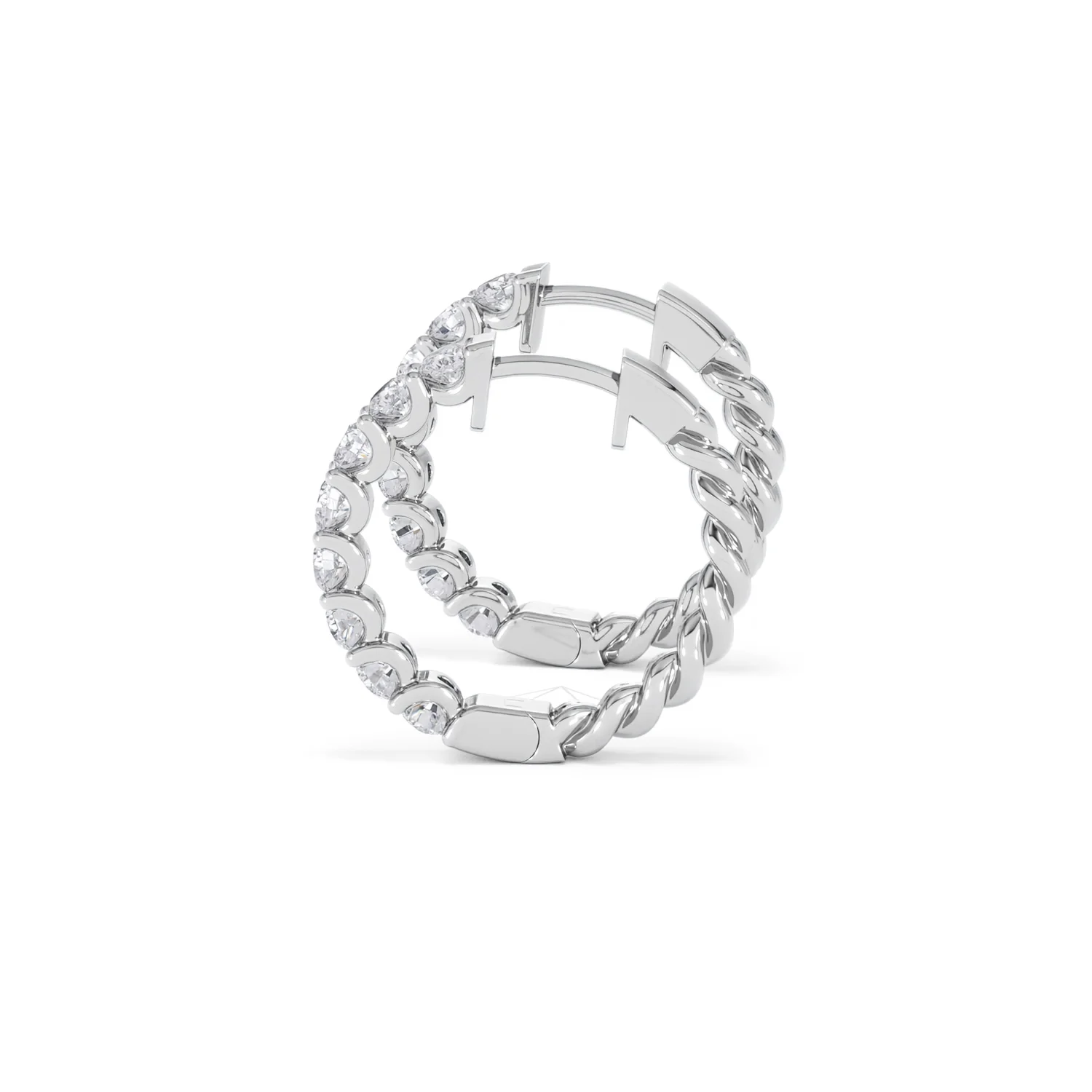 Braided 2.00ct Round Cut Lab Diamond Hoop Earrings in 9K White Gold - Image 67