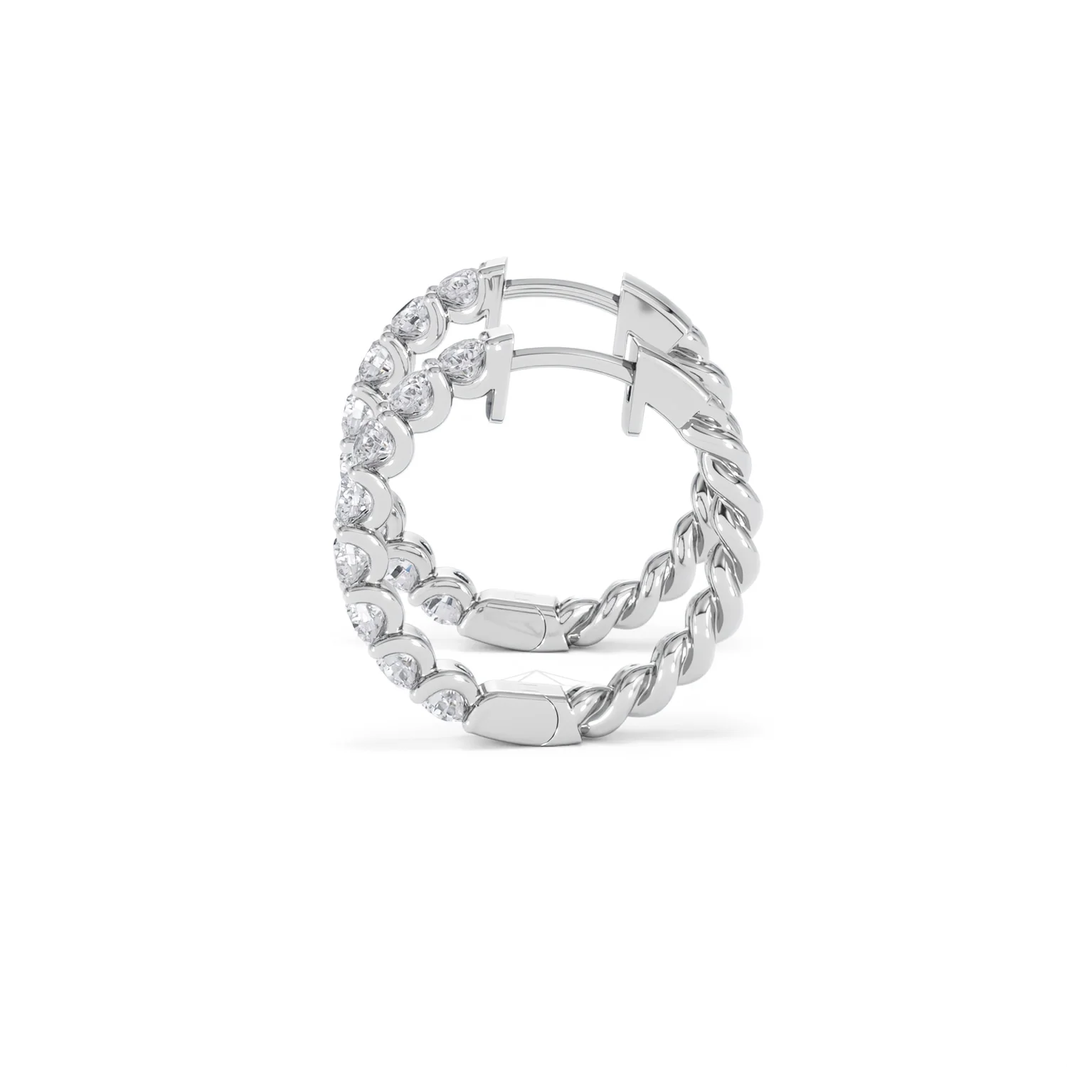 Braided 2.00ct Round Cut Lab Diamond Hoop Earrings in 9K White Gold - Image 69