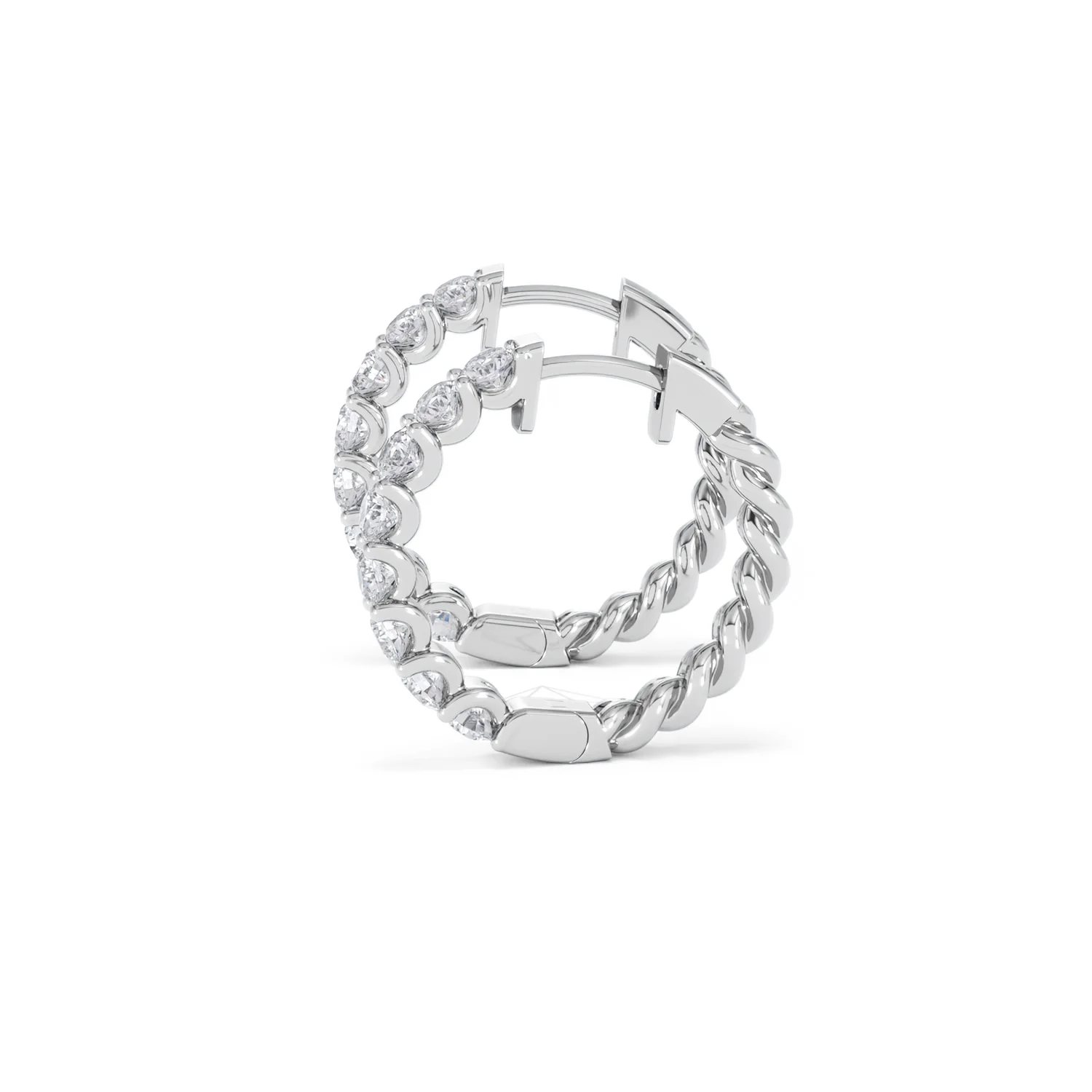 Braided 2.00ct Round Cut Lab Diamond Hoop Earrings in 9K White Gold - Image 70
