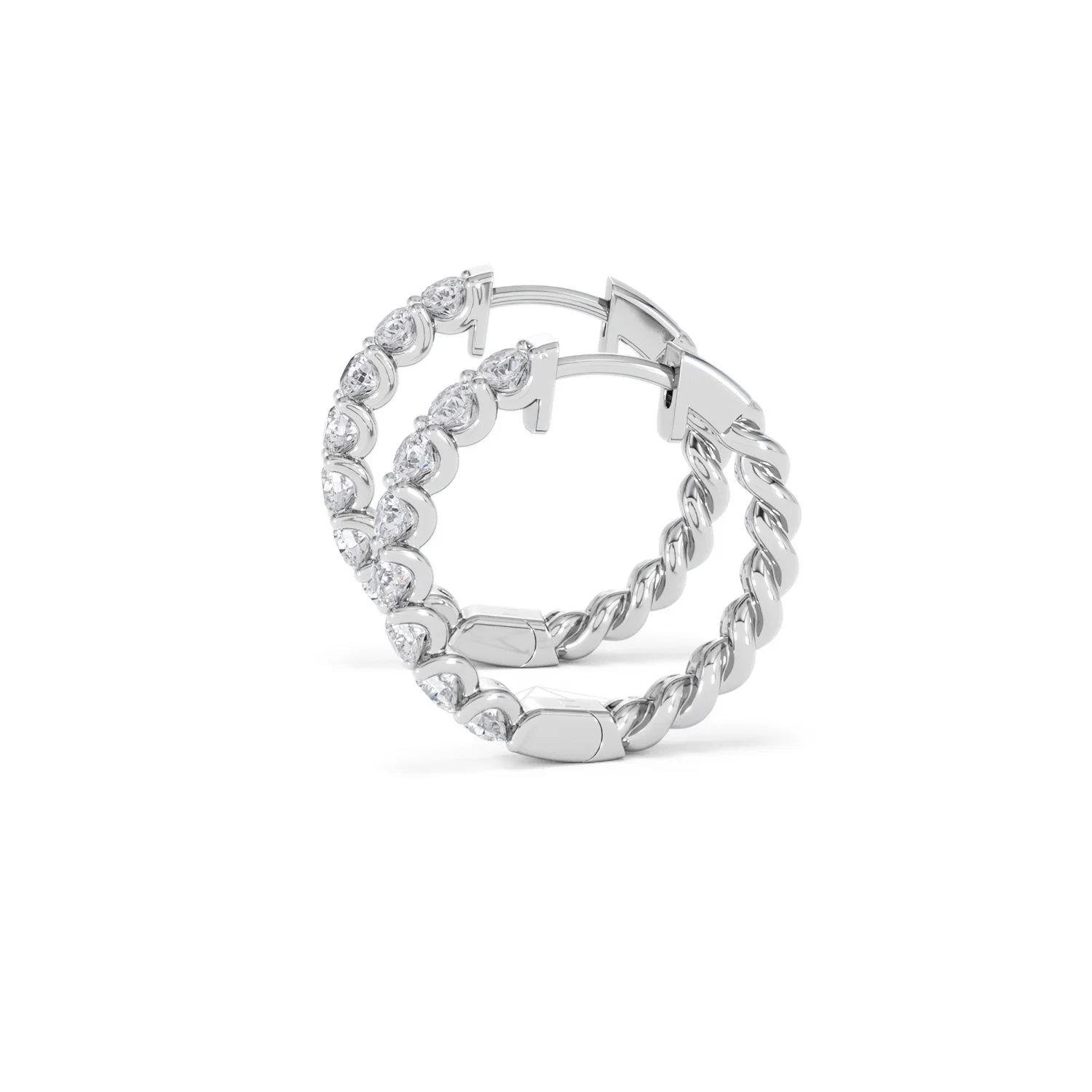 Braided 2.00ct Round Cut Lab Diamond Hoop Earrings in 9K White Gold - Image 71