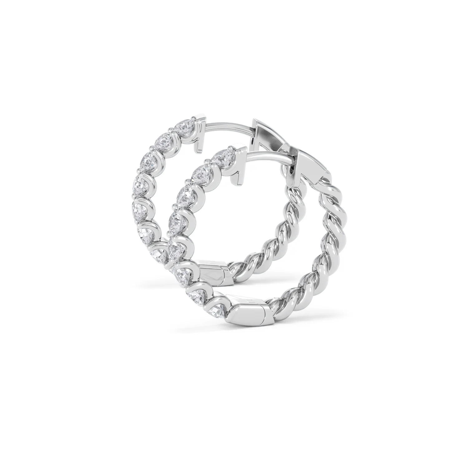 Braided 2.00ct Round Cut Lab Diamond Hoop Earrings in 9K White Gold - Image 72